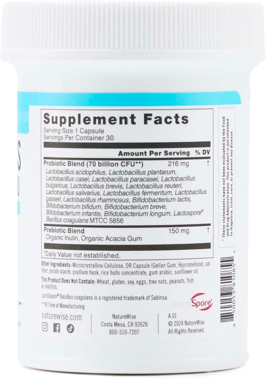 image:imageNatureWise Probiotics 70 Billion CFU 17 Strains Organic Prebiotics Immune Digestive amp Gut Health Support for Women amp Men Vegetarian GlutenFree NonGMO 30 Capsules1Month Supply70 BILLION CFU
