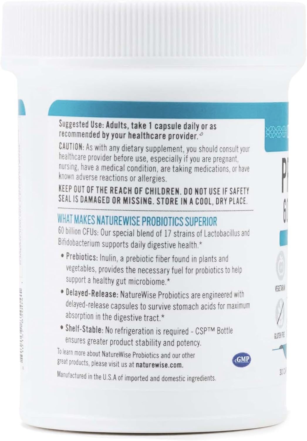 image:imageNatureWise Probiotics 70 Billion CFU 17 Strains Organic Prebiotics Immune Digestive amp Gut Health Support for Women amp Men Vegetarian GlutenFree NonGMO 30 Capsules1Month Supply60 BILLION CFU