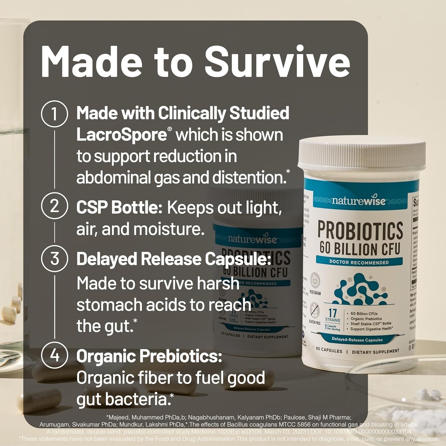 image:imageNatureWise Probiotics 70 Billion CFU 17 Strains Organic Prebiotics Immune Digestive amp Gut Health Support for Women amp Men Vegetarian GlutenFree NonGMO 30 Capsules1Month Supply60 BILLION CFU