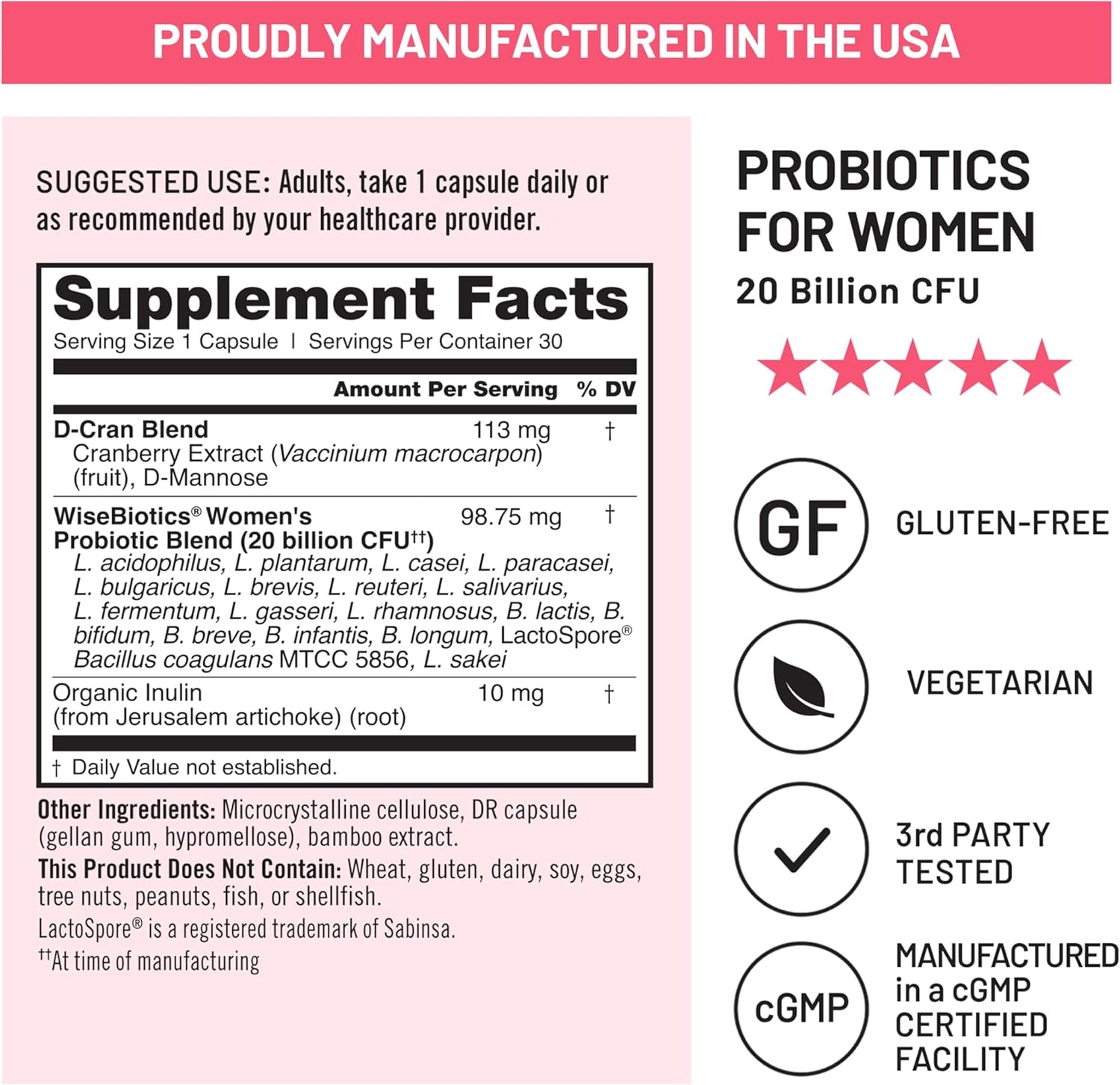 image:imageNatureWise Probiotics for Women Organic Prebiotics DMannose amp Cranberry Vaginal Probiotics for PH Balance Digestive amp Urinary Tract 18 Strains 20 Billion CFU 60 Capsules60Day SupplyUnflavored
