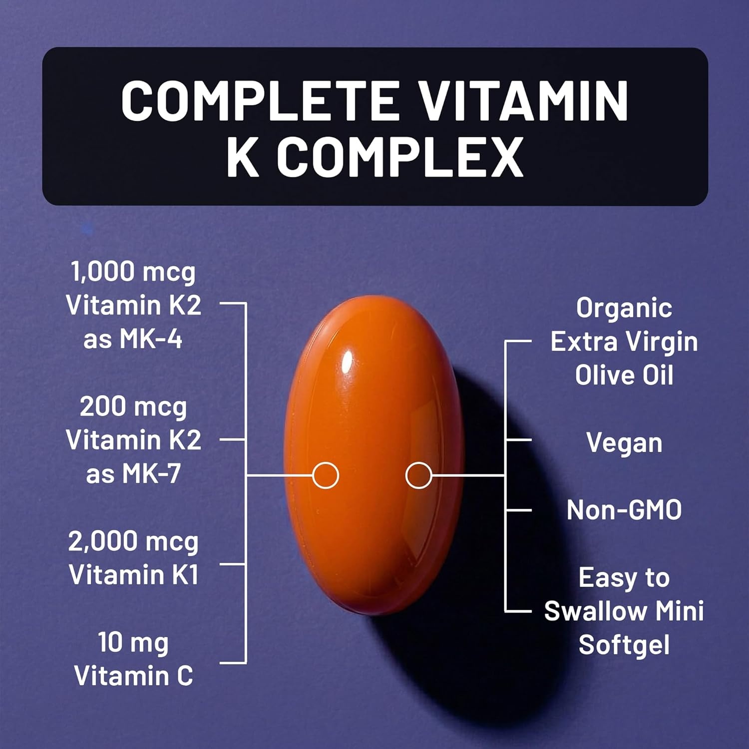 image:imageNatureWise Super K Complex Vitamin K2 K1 C Vegan K2 Vitamin Supplement for Heart Bone Health Support NonGMO Gluten Free USA Manufactured 90 Softgels90 Day Supply