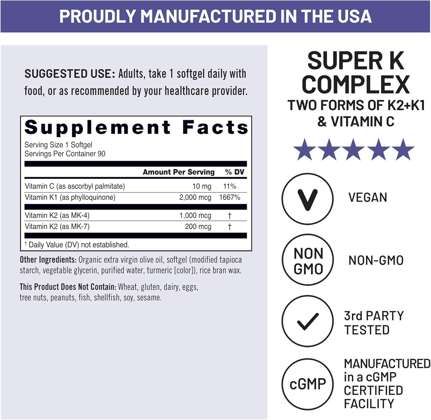image:imageNatureWise Super K Complex Vitamin K2 K1 C Vegan K2 Vitamin Supplement for Heart Bone Health Support NonGMO Gluten Free USA Manufactured 90 Softgels90 Day Supply