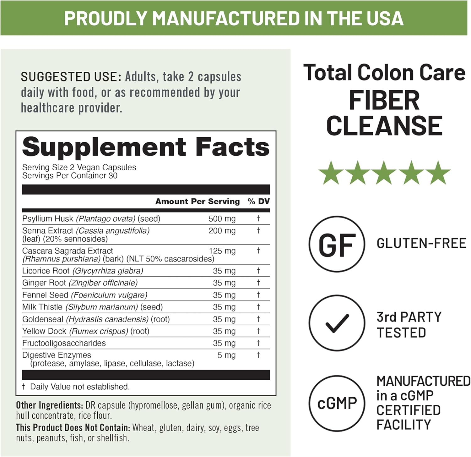 image:imageNatureWise Total Colon Care Fiber Cleanse Natural Laxative Blend Herbal Laxatives Prebiotics amp Enzymes for Regularity Digestion Weight amp Gut Health NonGMO 60 Capsules30Day SupplyFiber Cleanse