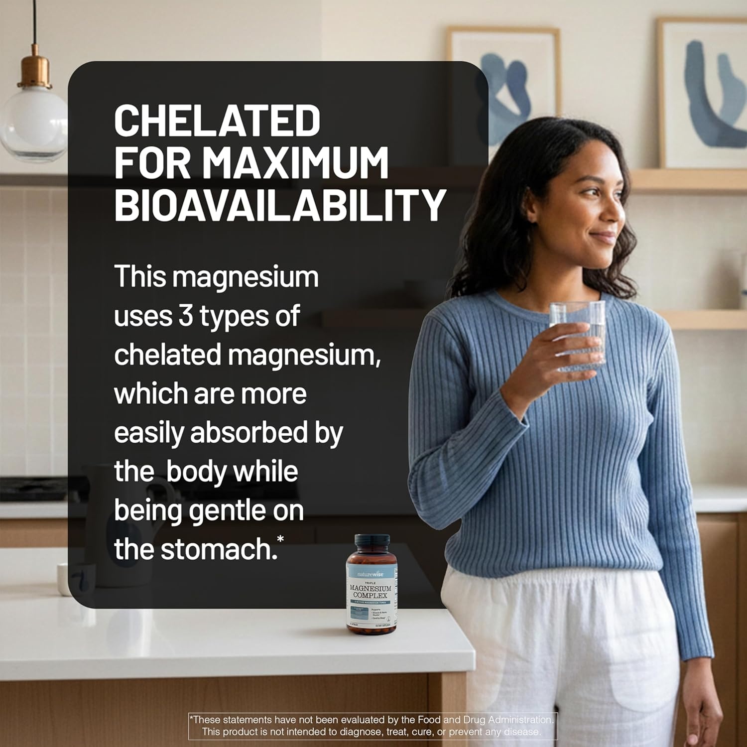 image:imageNatureWise Triple Magnesium Complex Chelated High Absorption Magnesium Glycinate Malate Citrate for Muscle Nerve amp Sleep Support Vegan 90 Capsules
