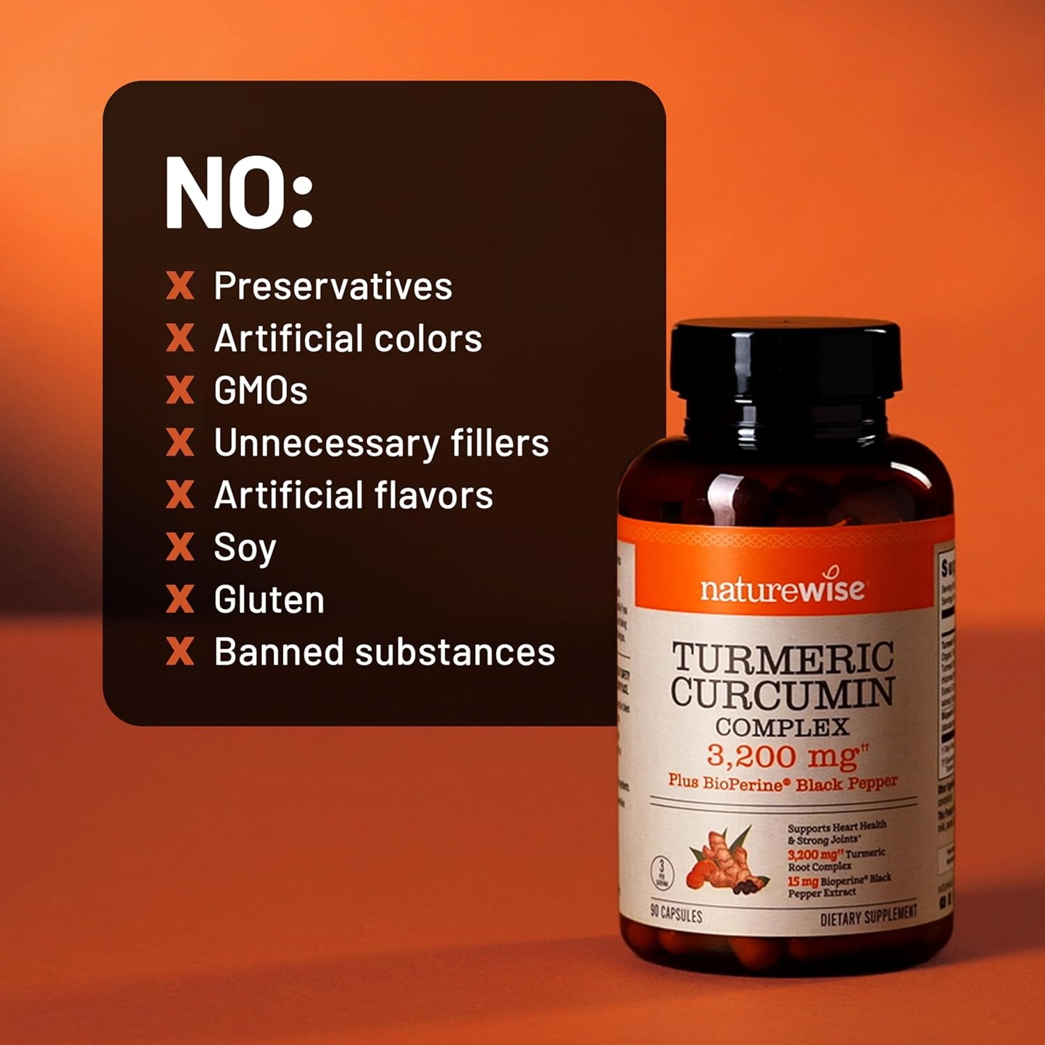 image:imageNatureWise Turmeric Curcumin Complex 3200 mg with BioPerine for Absorption Turmeric Curcumin Supplement for Antioxidant Support NonGMO Vegan USA Manufactured 90 Capsules30Day Supply