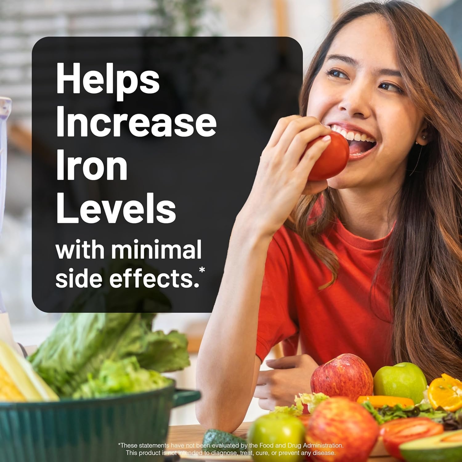 image:imageNatureWise Vegan Iron Supplement for Women amp Men Gentle on Stomach High Absorption Coated Iron Bisglycinate Tablets Vitamin C Methyl B12 Folate amp Organic Food Blend 30 Tablets30Day SupplyUnflavored