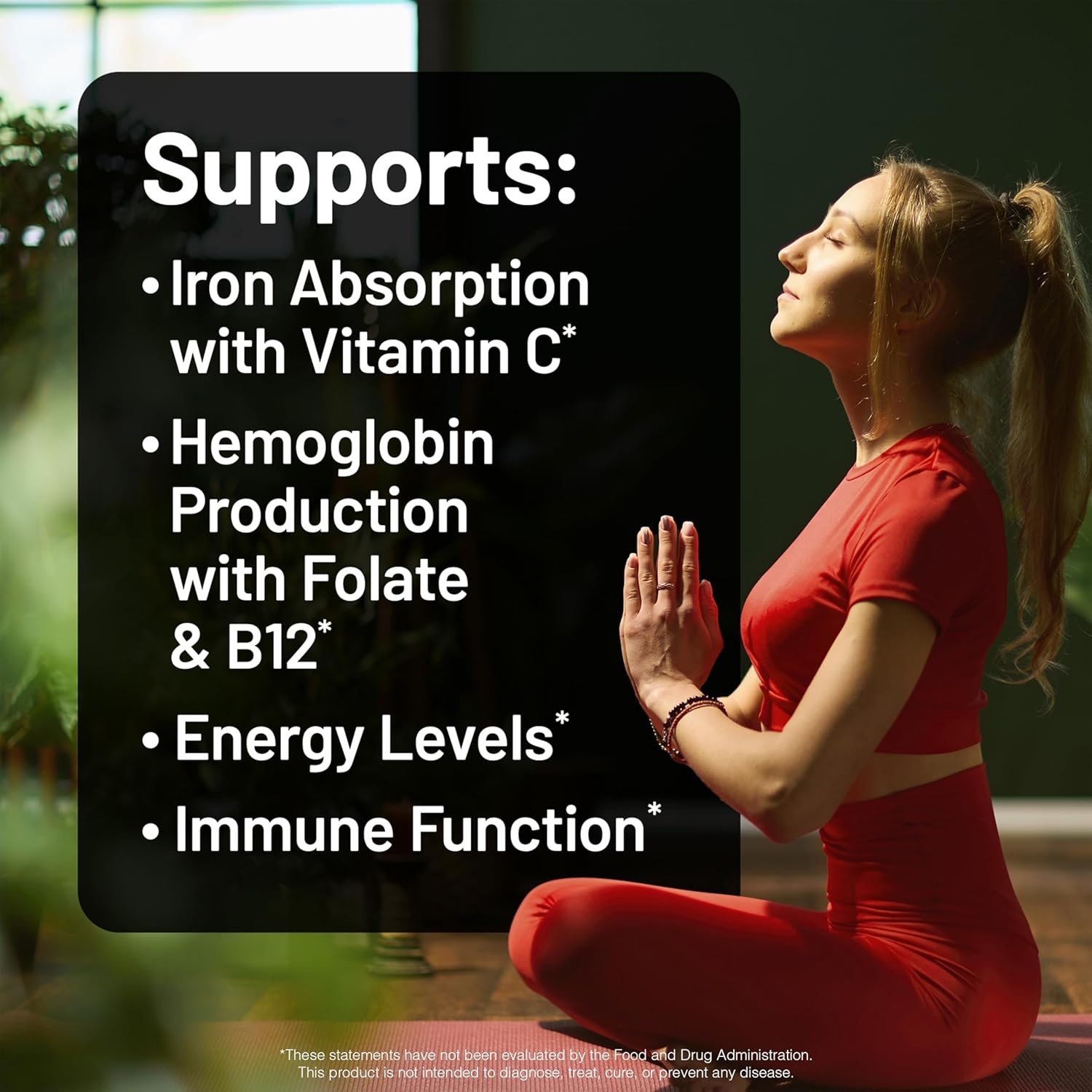 image:imageNatureWise Vegan Iron Supplement for Women amp Men Gentle on Stomach High Absorption Coated Iron Bisglycinate Tablets Vitamin C Methyl B12 Folate amp Organic Food Blend 30 Tablets30Day SupplyUnflavored