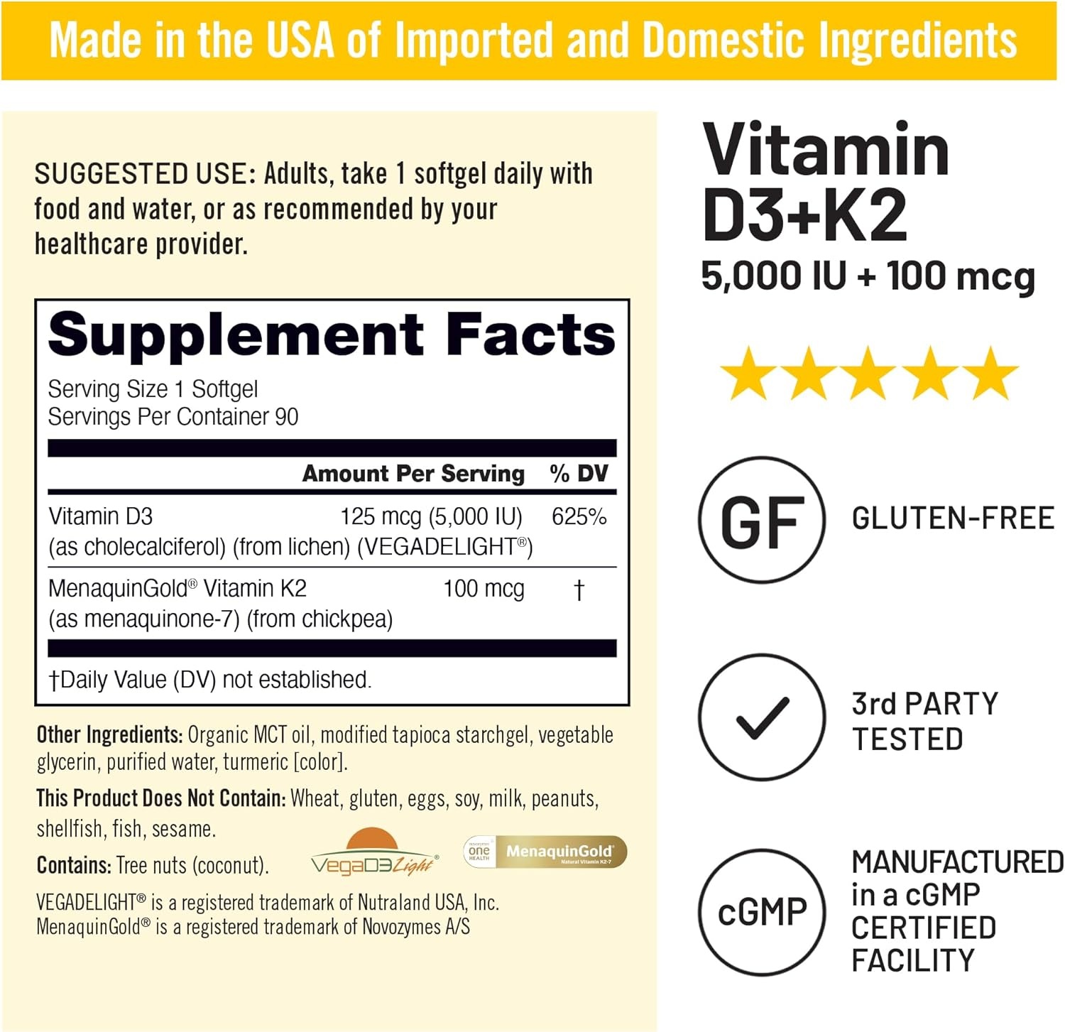 image:imageNatureWise Vegan Vitamin D3 K2 in Organic Coconut MCT Oil Natural D3 10000IU Natural K2 200mcg High Absorption Bone Support NonGMO USA Manufactured 30 Softgels30Day Supply5000IU