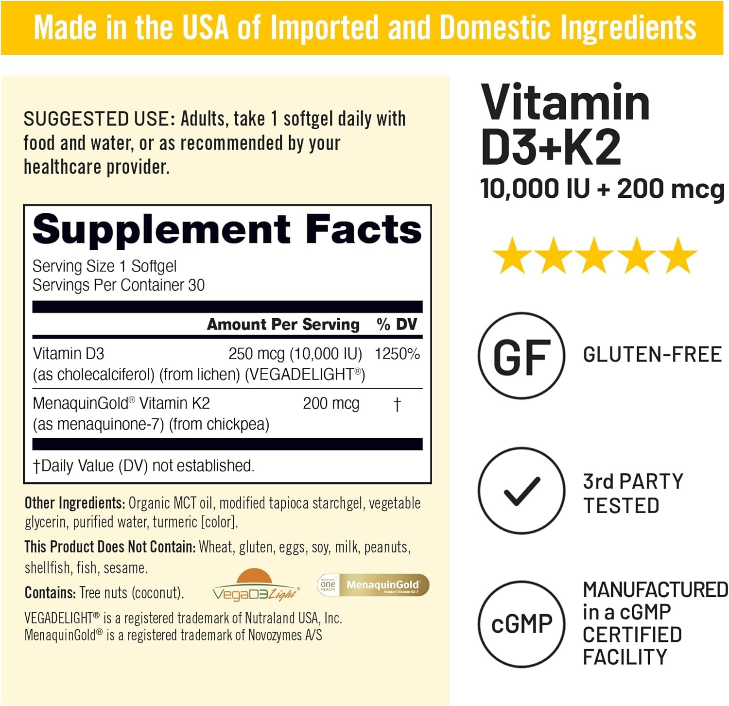 image:imageNatureWise Vegan Vitamin D3 K2 in Organic Coconut MCT Oil Natural D3 10000IU Natural K2 200mcg High Absorption Bone Support NonGMO USA Manufactured 30 Softgels30Day Supply10000IU