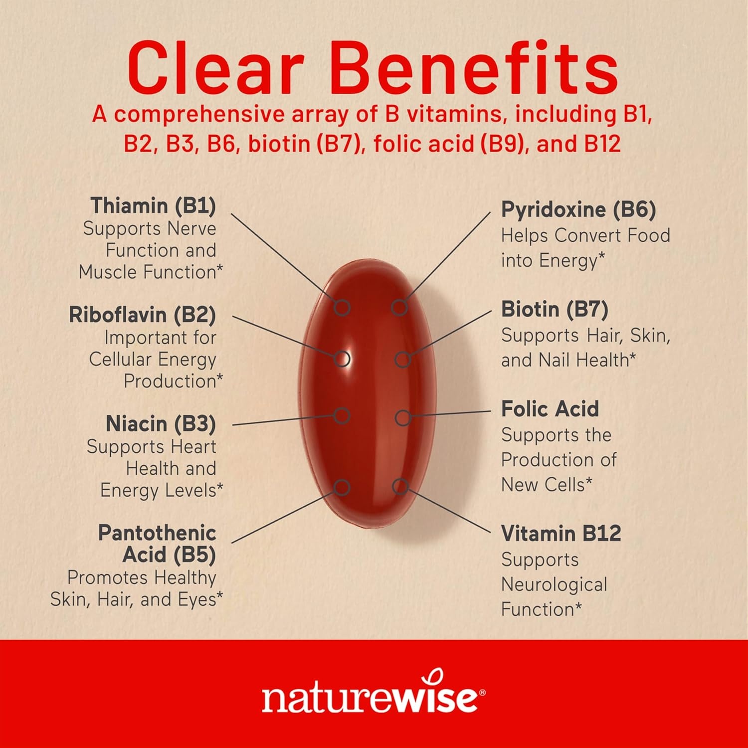 image:imageNatureWise Vitamin B Complex for Women and Men with Folic Acid Biotin B1 B2 B3 B6 B12 Support Cellular Energy amp Mental Clarity Gluten amp Dairy Free 60 Softgels2Month Supply360 Count Pack of 2