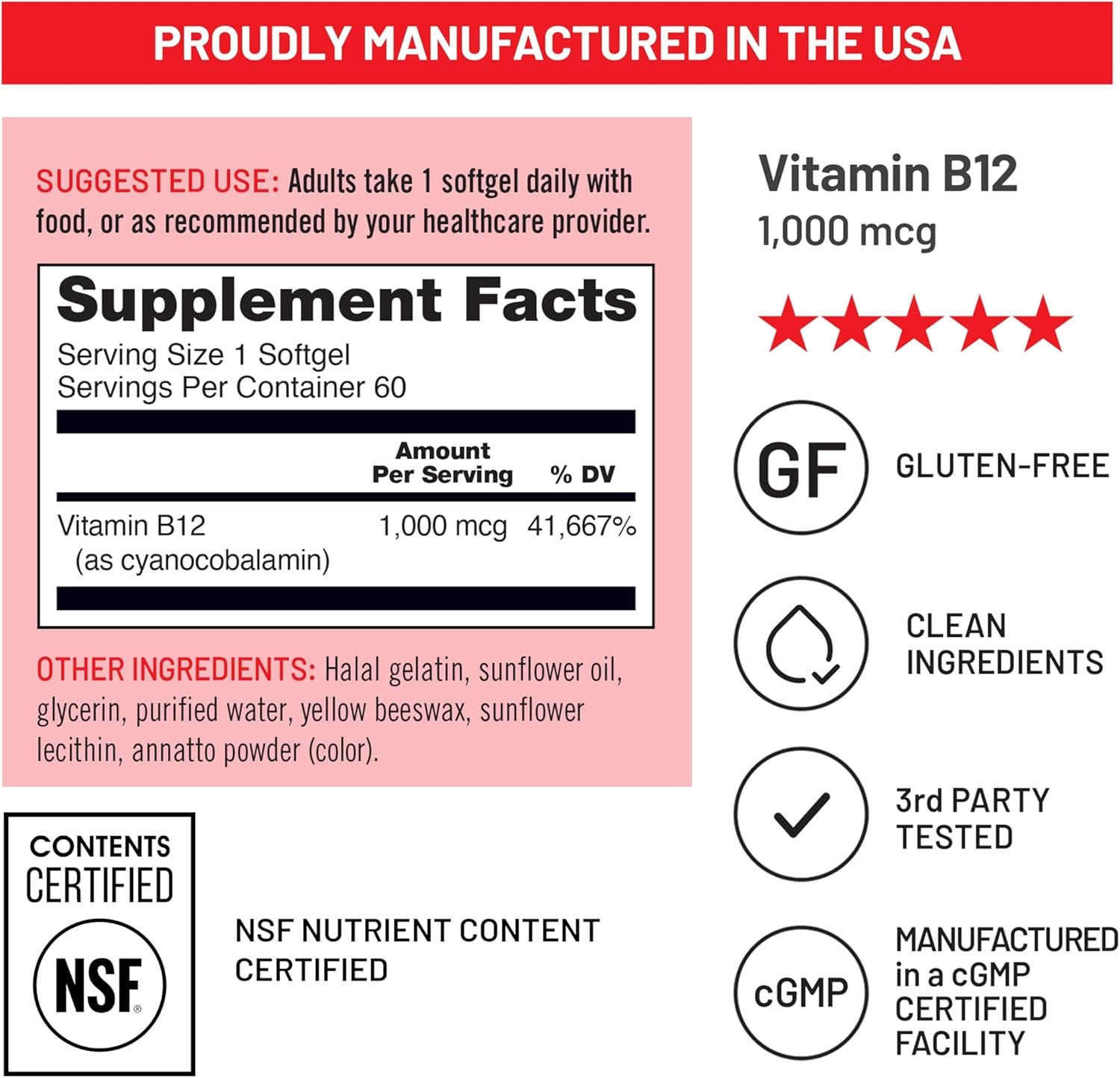 image:imageNatureWise Vitamin B12 1000 mcg Dietary Supplement for Supporting Energy Metabolism Mental Clarity Nervous System Health EasytoSwallow Soy amp GlutenFree 60 Softgels60Day SupplyVitamin