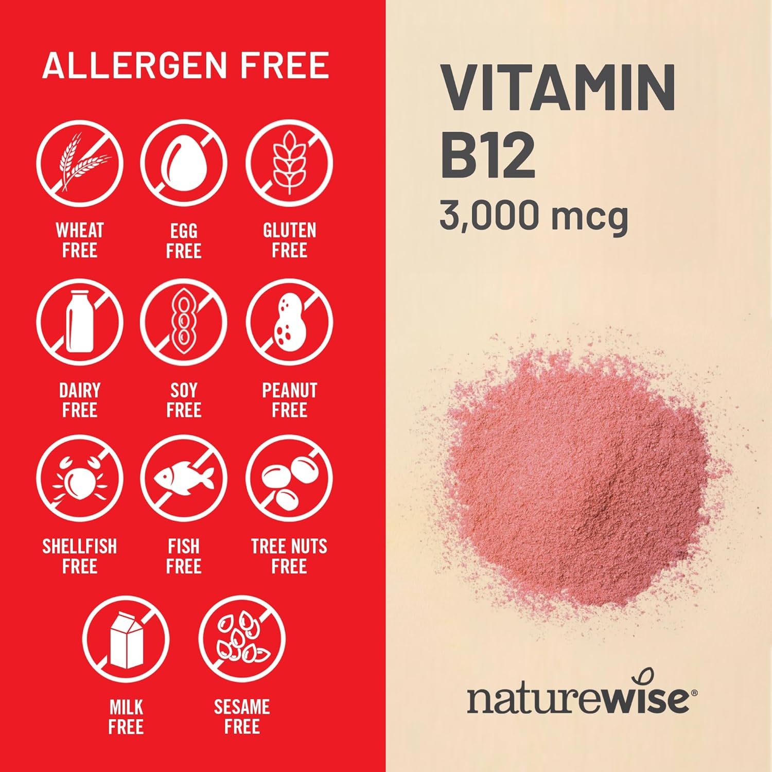 image:imageNatureWise Vitamin B12 3000 mcg Extra Strength Supplement for Supporting Energy Levels Mental Clarity Nervous System Health EasytoSwallow Soy and GlutenFree NonGMO 60 Softgels