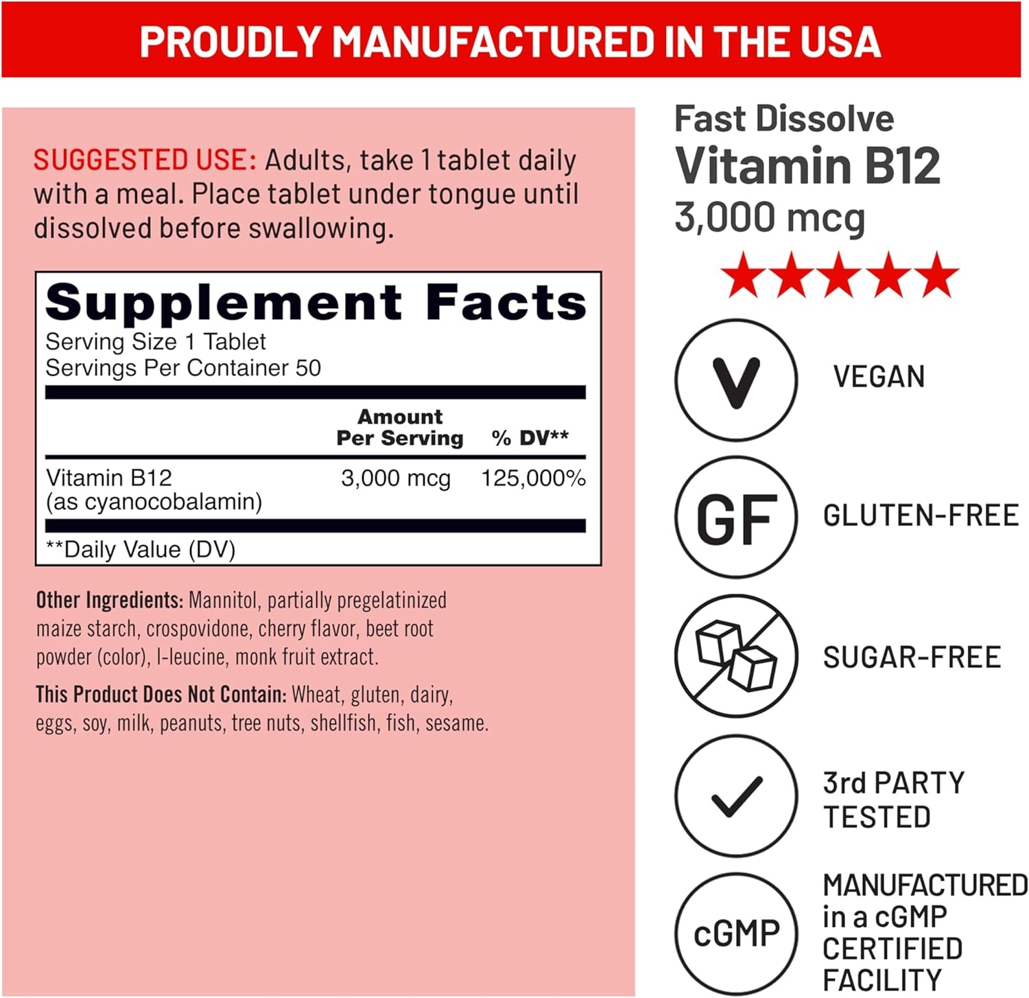 image:imageNatureWise Vitamin B12 3000 mcg Sublingual Tablets Fast Dissolve B12 for Energy amp Metabolism Support Cherry Flavor Vegan NonGMO Gluten Free USA Manufactured 50 Tablets 50Day Supply