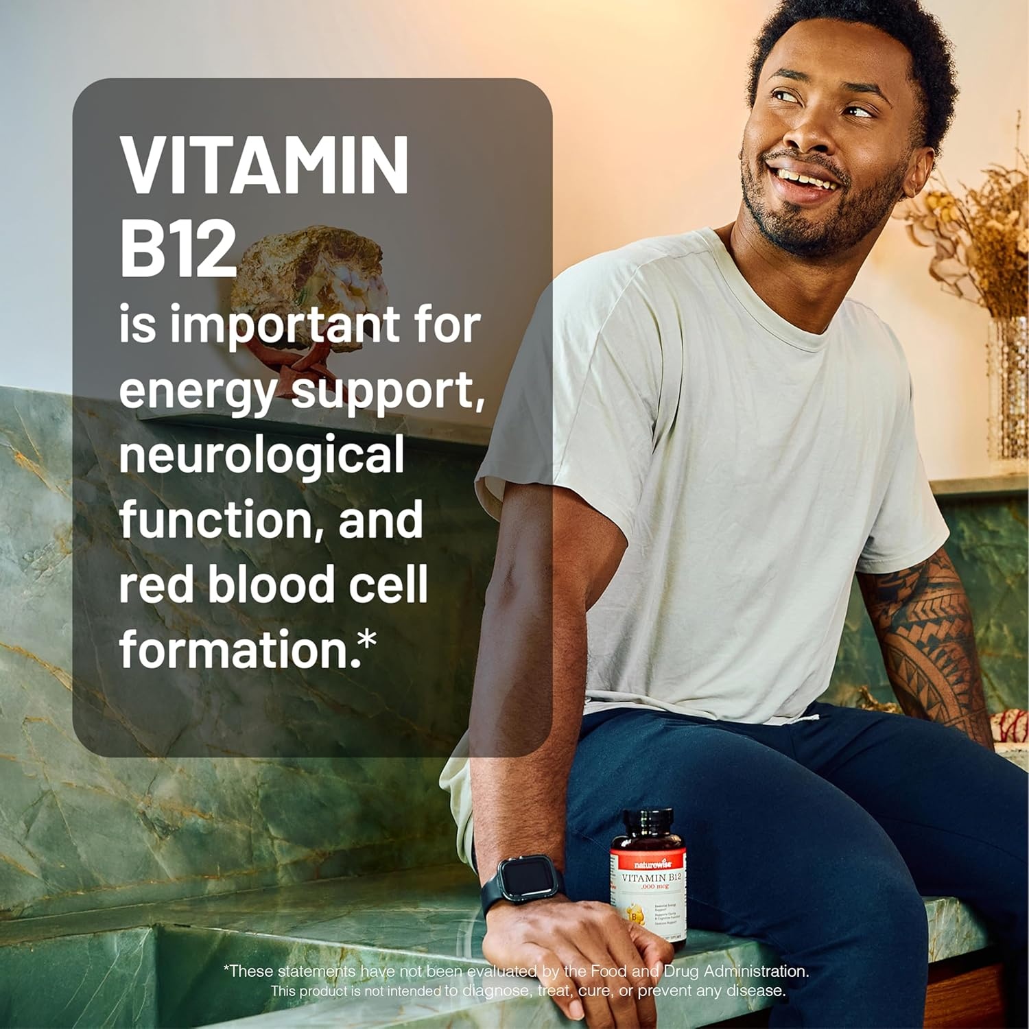 image:imageNatureWise Vitamin B12 5000 mcg Extra Strength Supplement for Supporting Energy Levels Mental Clarity Nervous System Health EasytoSwallow Soy and GlutenFree NonGMO 60 Softgels