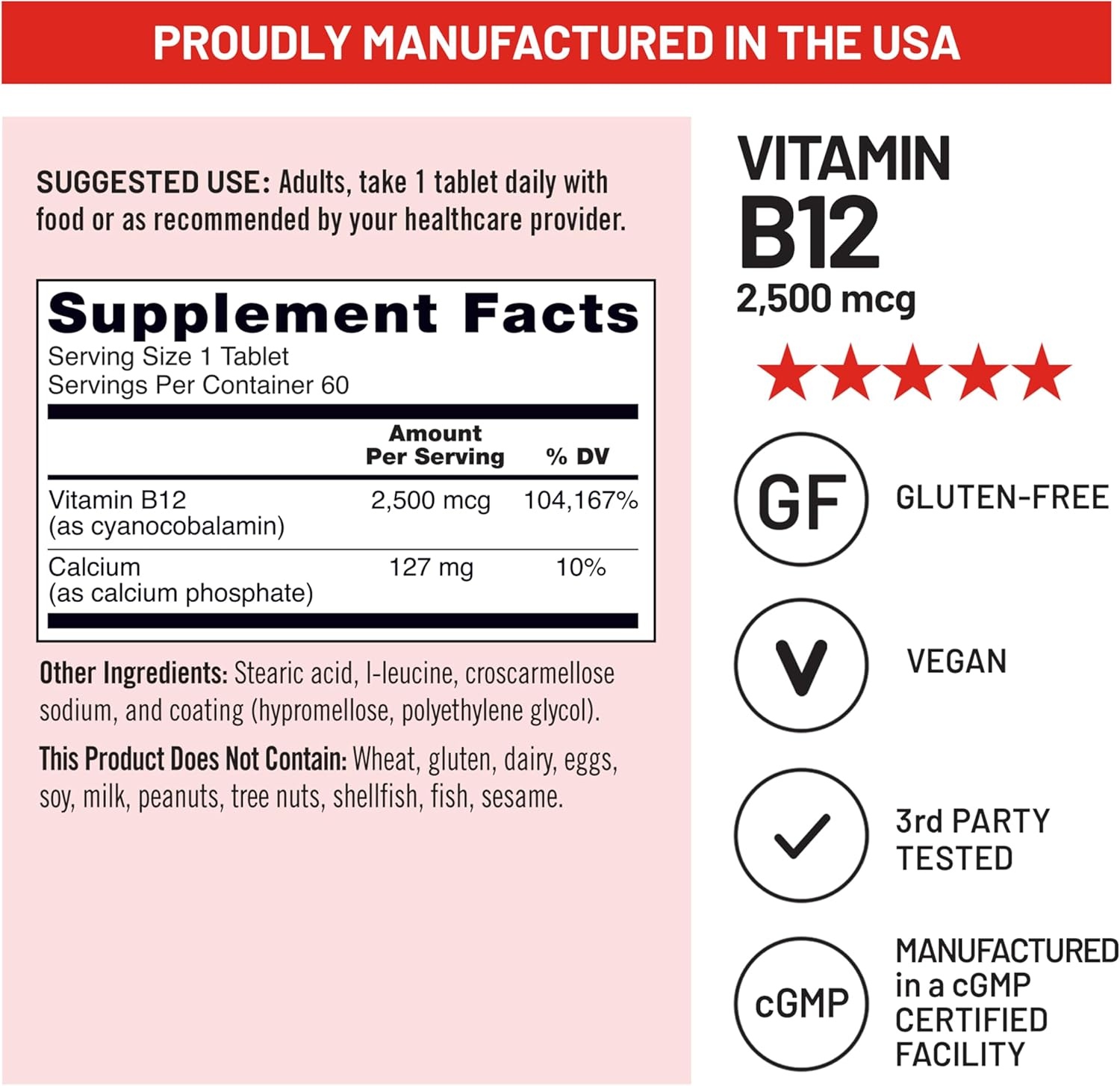 image:imageNatureWise Vitamin B12 Extra Strength 2500mcg B12 Supplement for Energy Mental Clarity amp Nervous System Support EasytoSwallow Vegan amp NonGMO USA Manufactured 60 Tablets60Day Supply