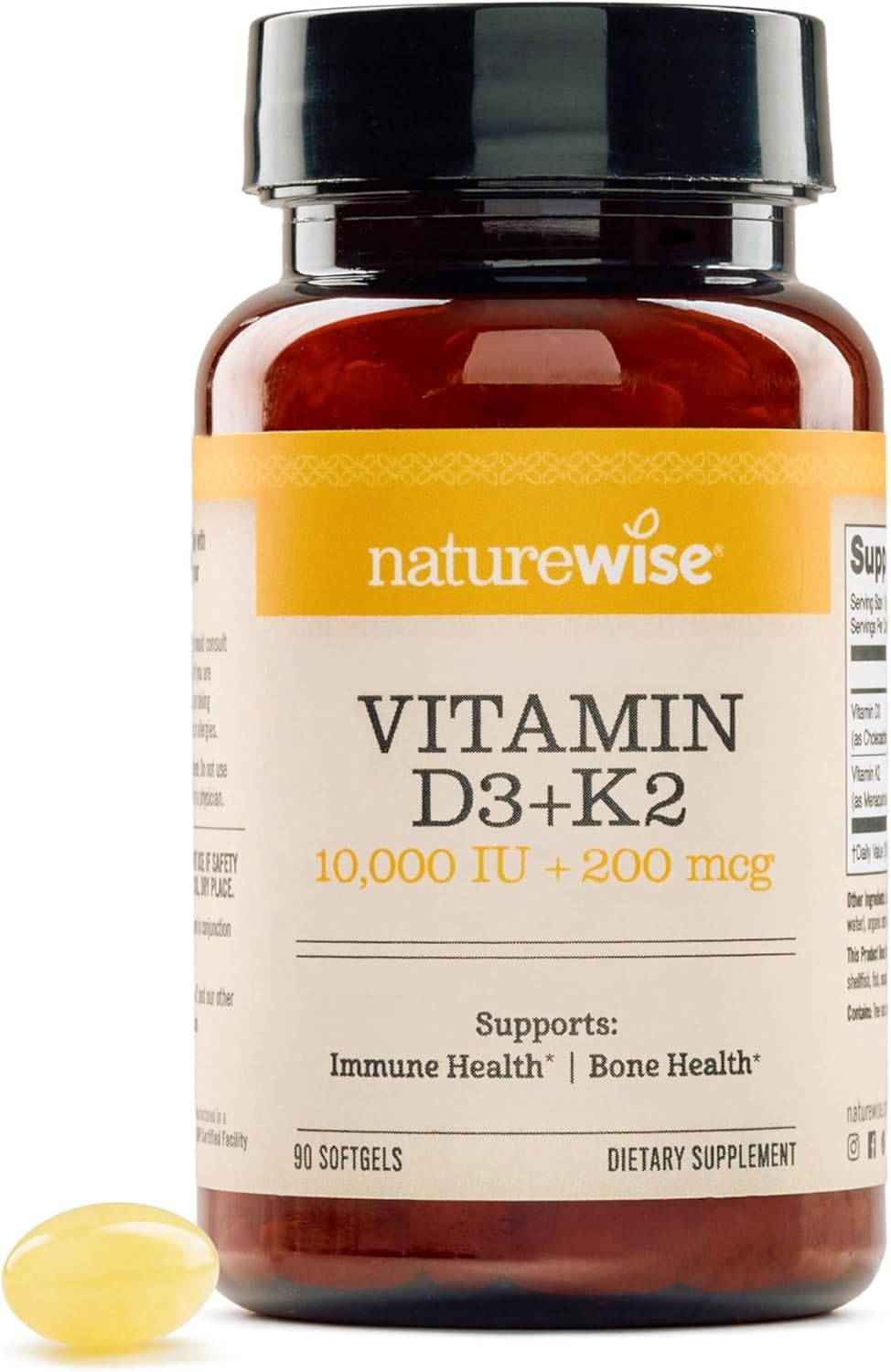image:imageNatureWise Vitamin D3 1000IU K2 MK7 100mcg with Organic Extra Virgin Coconut Oil Supports Calcium Absorption Bone amp Immune Health NonGMO Soy amp GlutenFree 90 Softgels3Month Supply10000IU