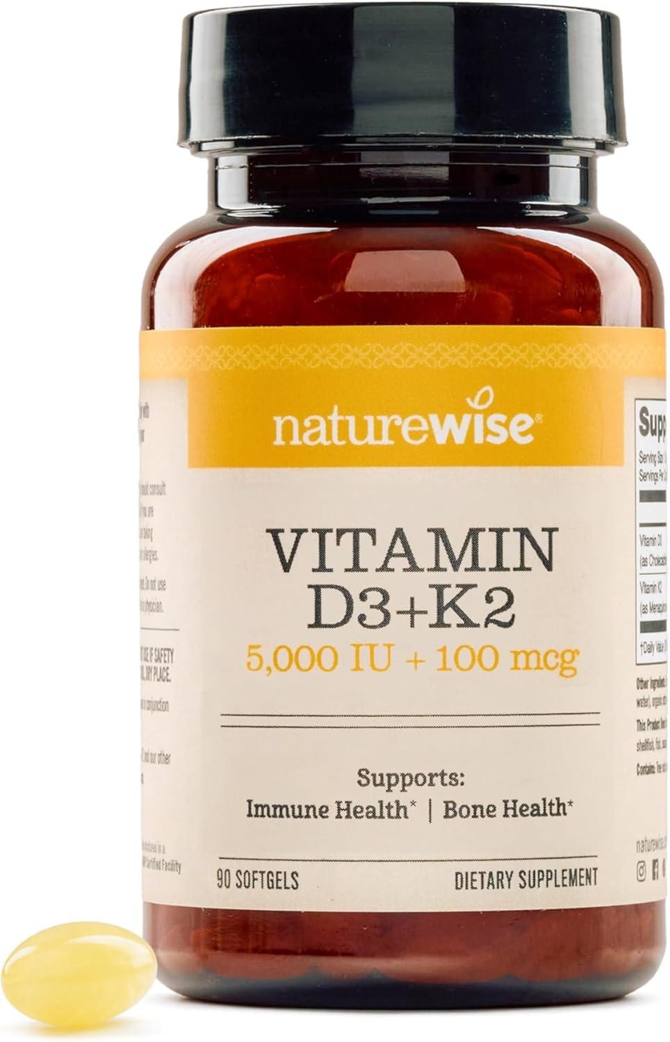 image:imageNatureWise Vitamin D3 1000IU K2 MK7 100mcg with Organic Extra Virgin Coconut Oil Supports Calcium Absorption Bone amp Immune Health NonGMO Soy amp GlutenFree 90 Softgels3Month Supply5000IU
