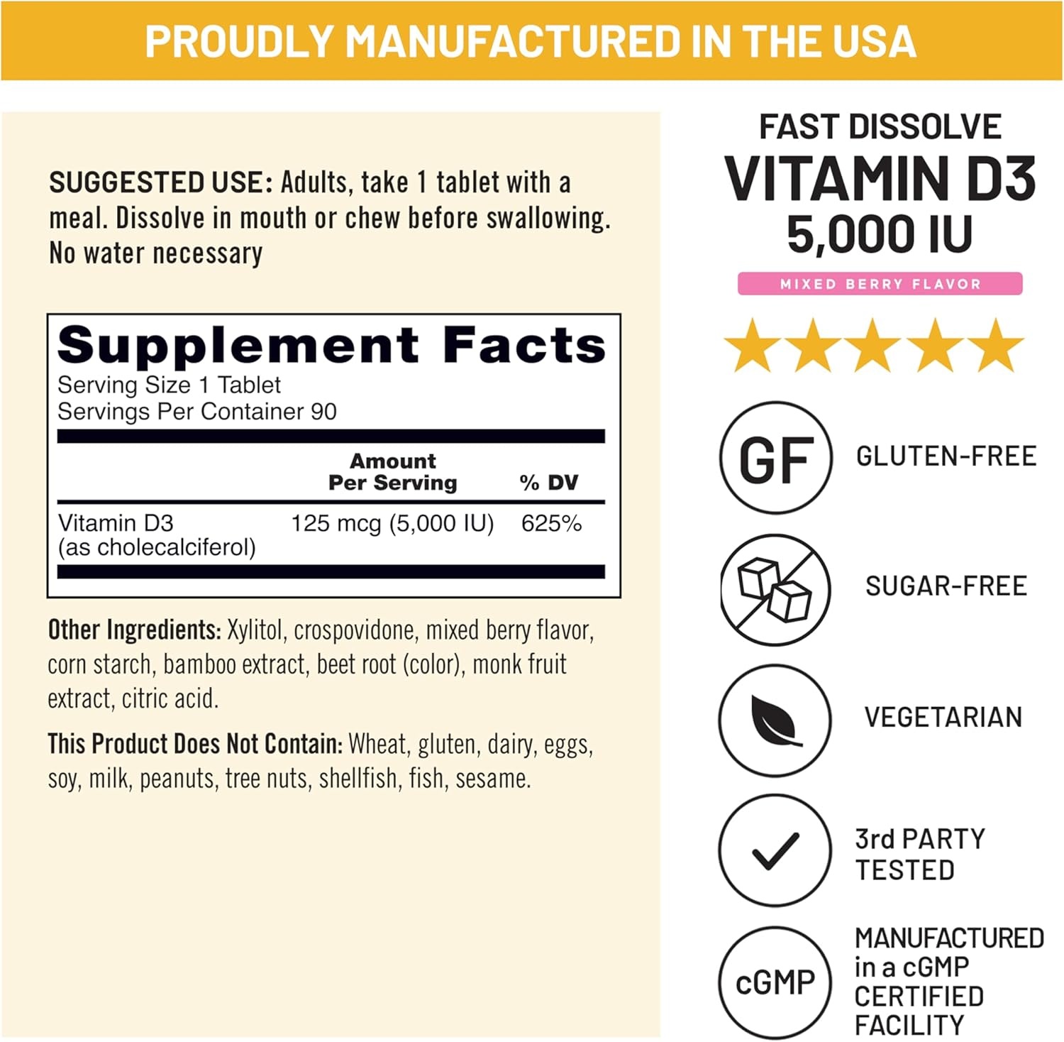 image:imageNatureWise Vitamin D3 5000 IU Sublingual Tablets Fast Dissolve D3 for Immune amp Bone Support Berry Flavor Sugar Free NonGMO Gluten Free USA Manufactured 90 Tablets 90Day Supply