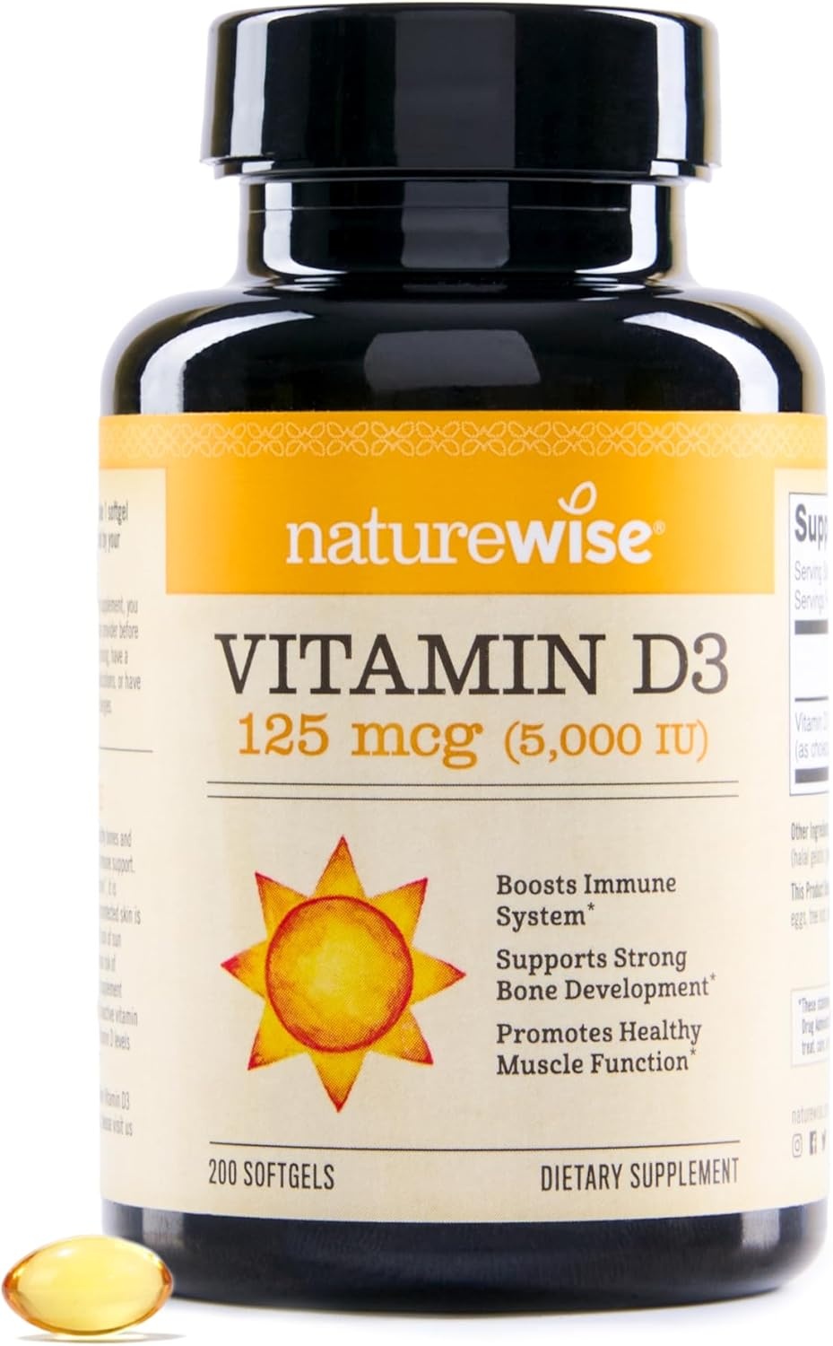 image:imageNatureWise Vitamin D3 5000iu 125 mcg 1 Year Supply for Immune Support Healthy Muscle Function and Bone Health Gluten Free in Organic Extra Virgin Olive Oil Mini Softgel 360 Count5000IU