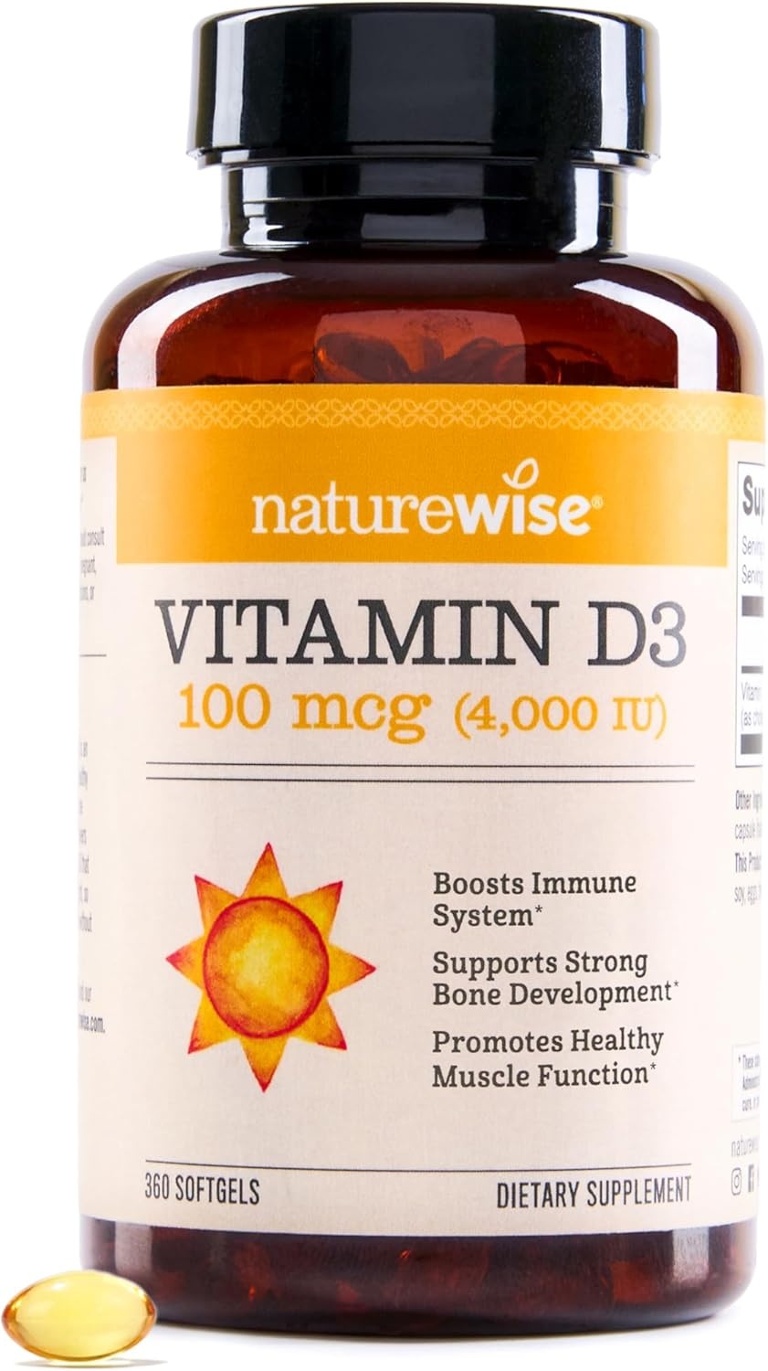 image:imageNatureWise Vitamin D3 5000iu 125 mcg 1 Year Supply for Immune Support Healthy Muscle Function and Bone Health Gluten Free in Organic Extra Virgin Olive Oil Mini Softgel 360 Count4000IU