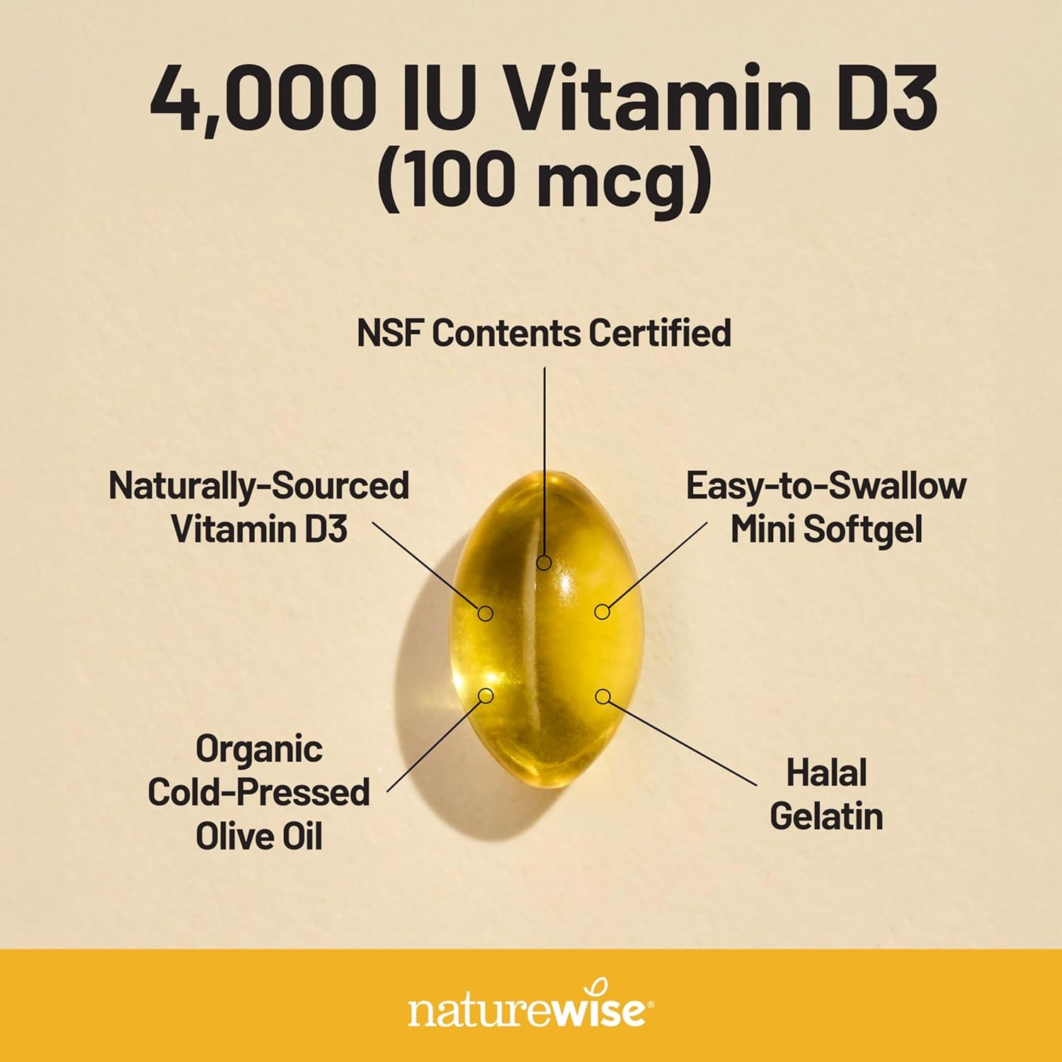 image:imageNatureWise Vitamin D3 5000iu 125 mcg 1 Year Supply for Immune Support Healthy Muscle Function and Bone Health Gluten Free in Organic Extra Virgin Olive Oil Mini Softgel 360 Count4000IU