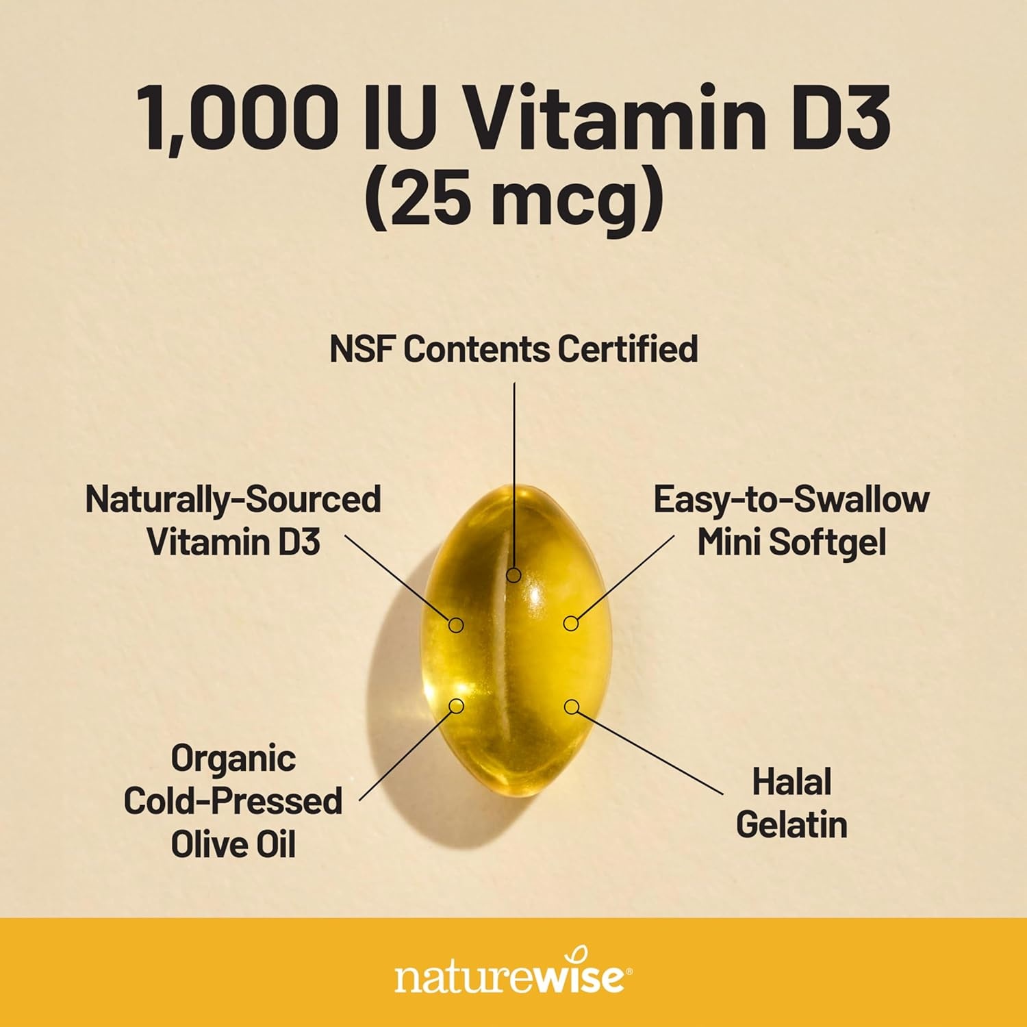 image:imageNatureWise Vitamin D3 5000iu 125 mcg 1 Year Supply for Immune Support Healthy Muscle Function and Bone Health Gluten Free in Organic Extra Virgin Olive Oil Mini Softgel 360 Count1000IU