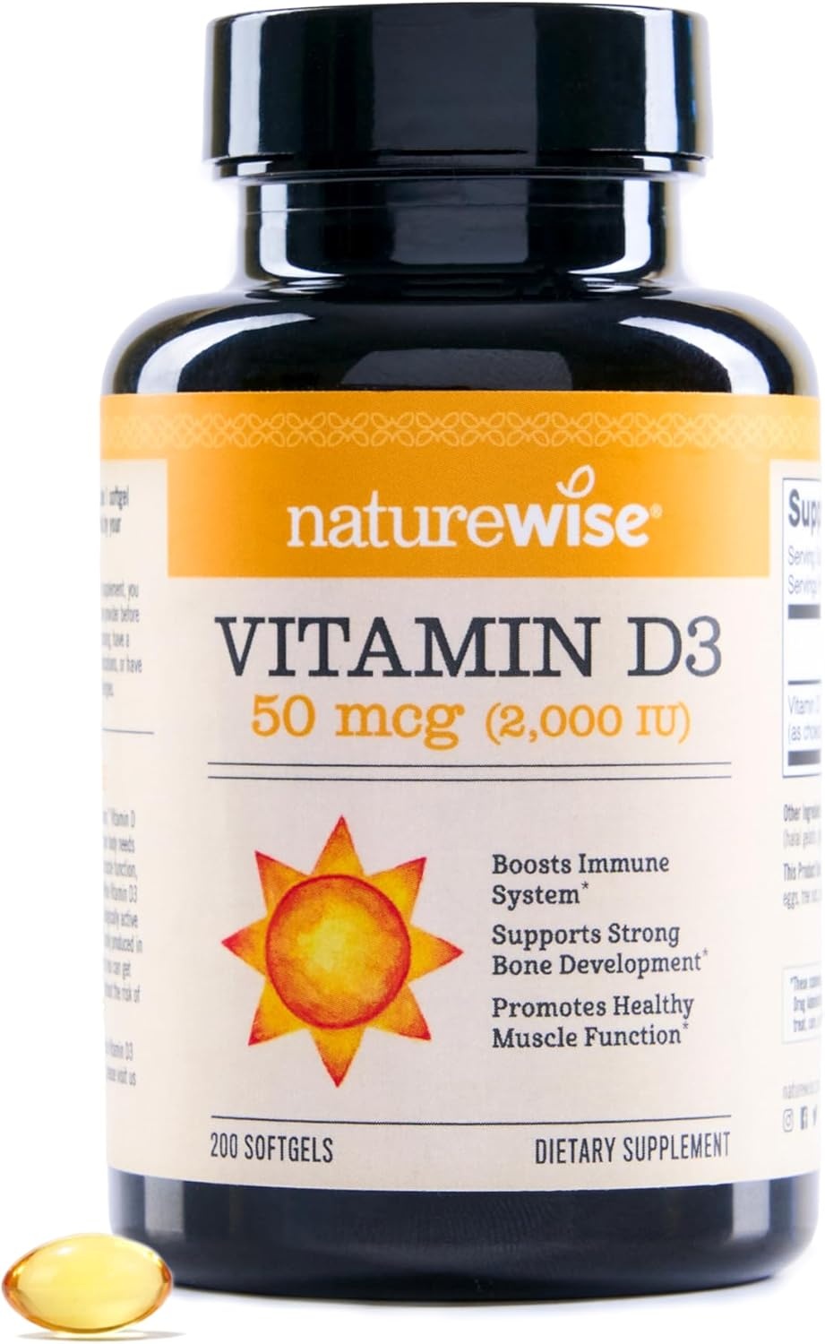 image:imageNatureWise Vitamin D3 5000iu 125 mcg 1 Year Supply for Immune Support Healthy Muscle Function and Bone Health Gluten Free in Organic Extra Virgin Olive Oil Mini Softgel 360 Count2000IU