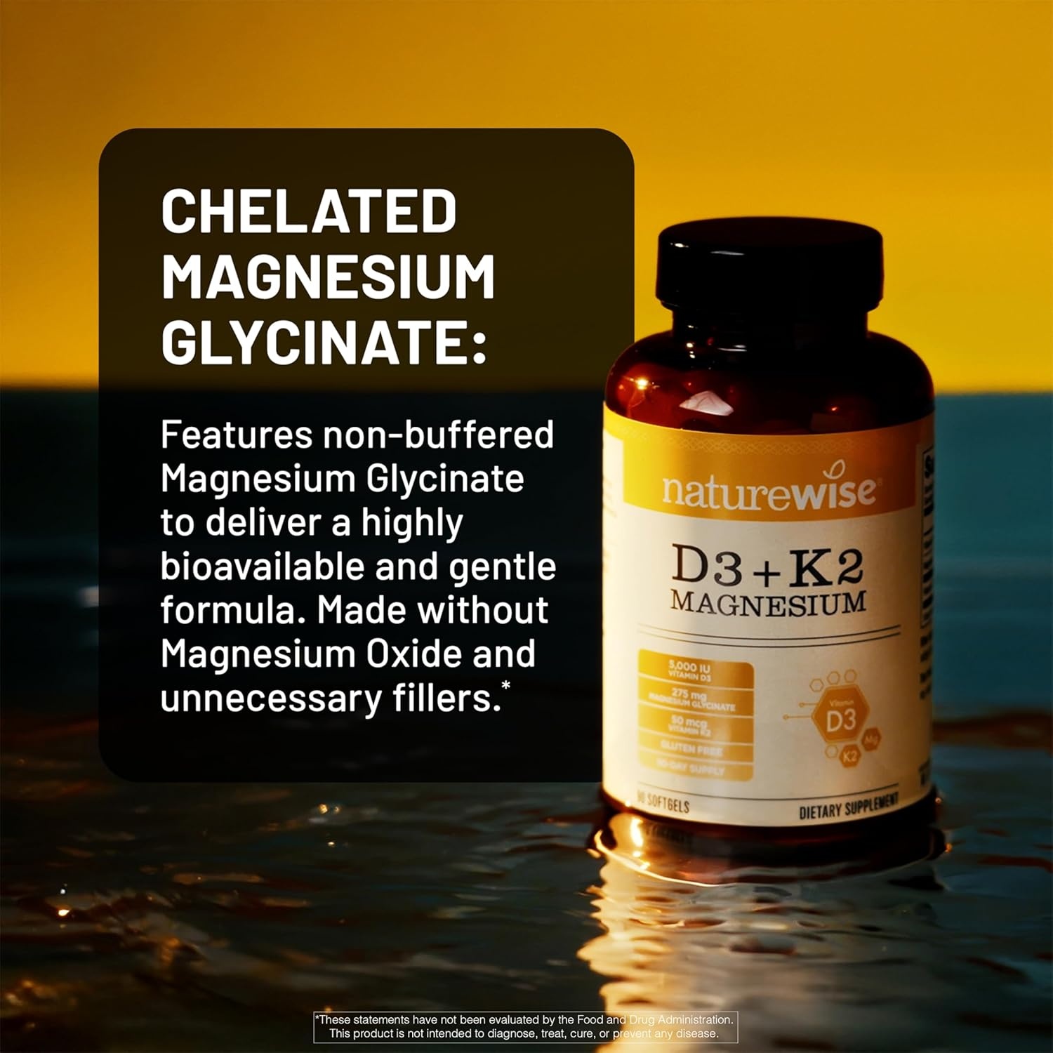 image:imageNatureWise Vitamin D3 K2 Magnesium Glycinate 275mg Extra Strength Vitamin D3 5000IU K2 50mcg High Absorption Chelated Magnesium Bone Support NonGMO USA Manufactured 90 Day Supply
