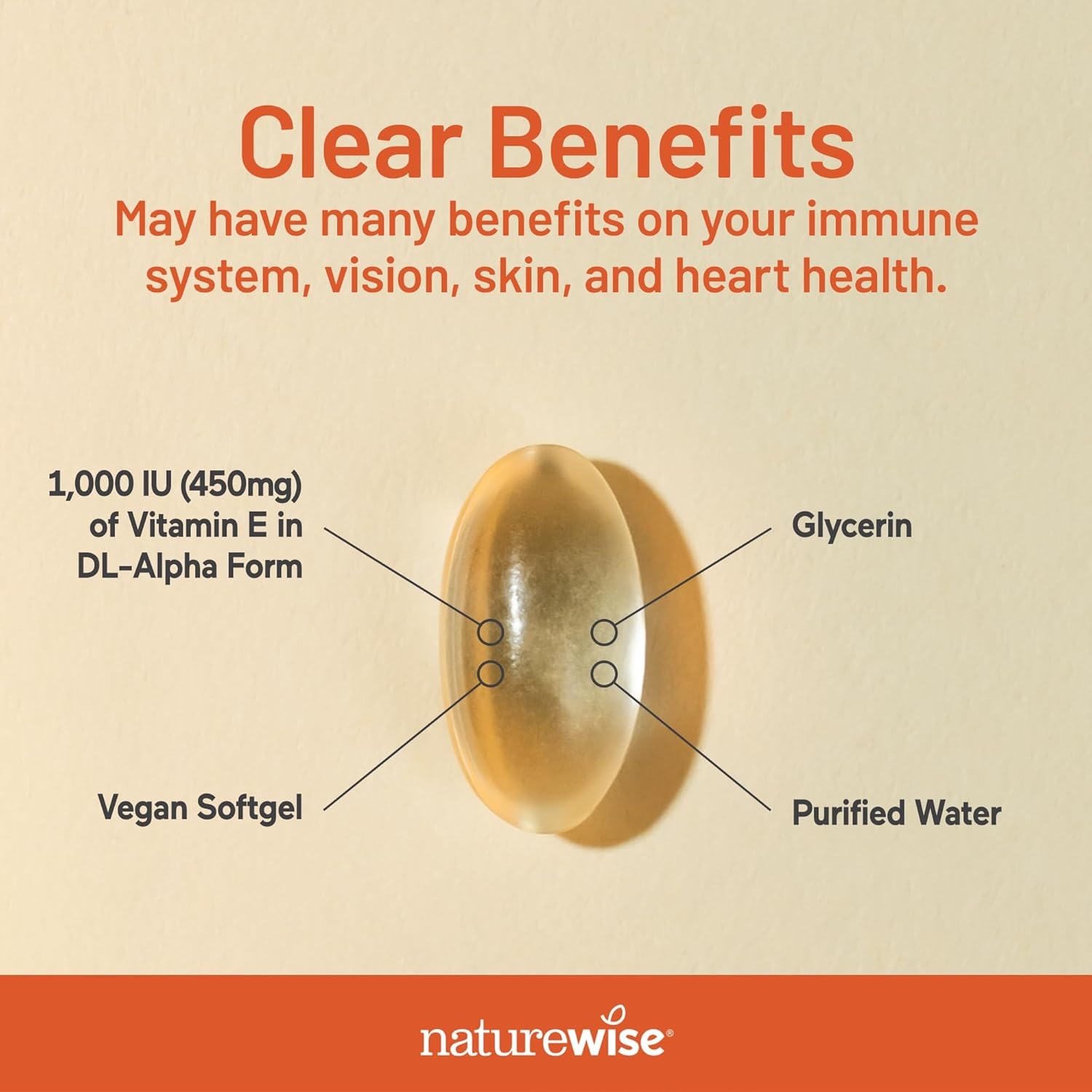 image:imageNatureWise Vitamin E 1000 IU Softgels 450mg dLAlpha Vegan GlutenFree SoyFree NonGMO Antioxidant Dietary Supplement for Skin Heart Eye and Immune Health Support 60Day Supply 120 Count