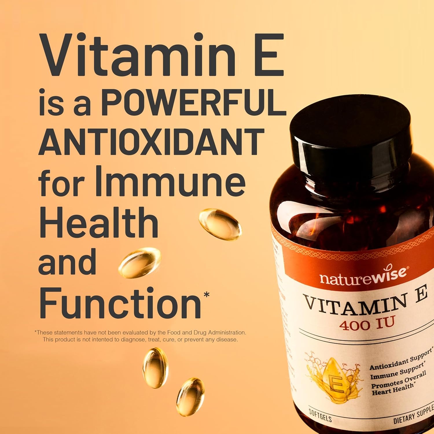 image:imageNatureWise Vitamin E 400 IU Softgels 180mg DLAlpha Dairy Gluten and Soy Free Antioxidant Dietary Supplement for Skin Heart Eye and Immune Health Support 2Month Supply 60 Count120 Count Pack of 1