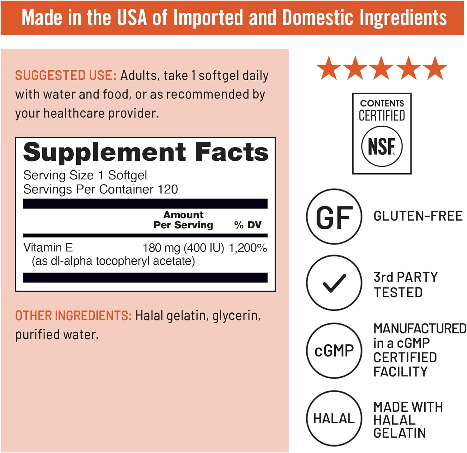 image:imageNatureWise Vitamin E 400 IU Softgels 180mg DLAlpha Dairy Gluten and Soy Free Antioxidant Dietary Supplement for Skin Heart Eye and Immune Health Support 2Month Supply 60 Count120 Count Pack of 1