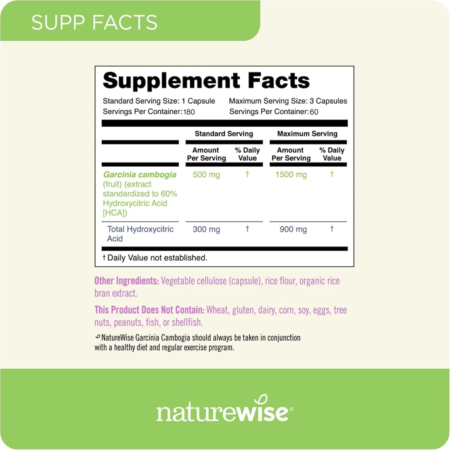 image:imageNaturewise Garcinia Cambogia 60 HCA Concentration Extract Natural Support for Weight Goals and Energy Levels Vegan NonGMO Gluten Free 90 Capsules13 Month Supply180 Count Pack of 2