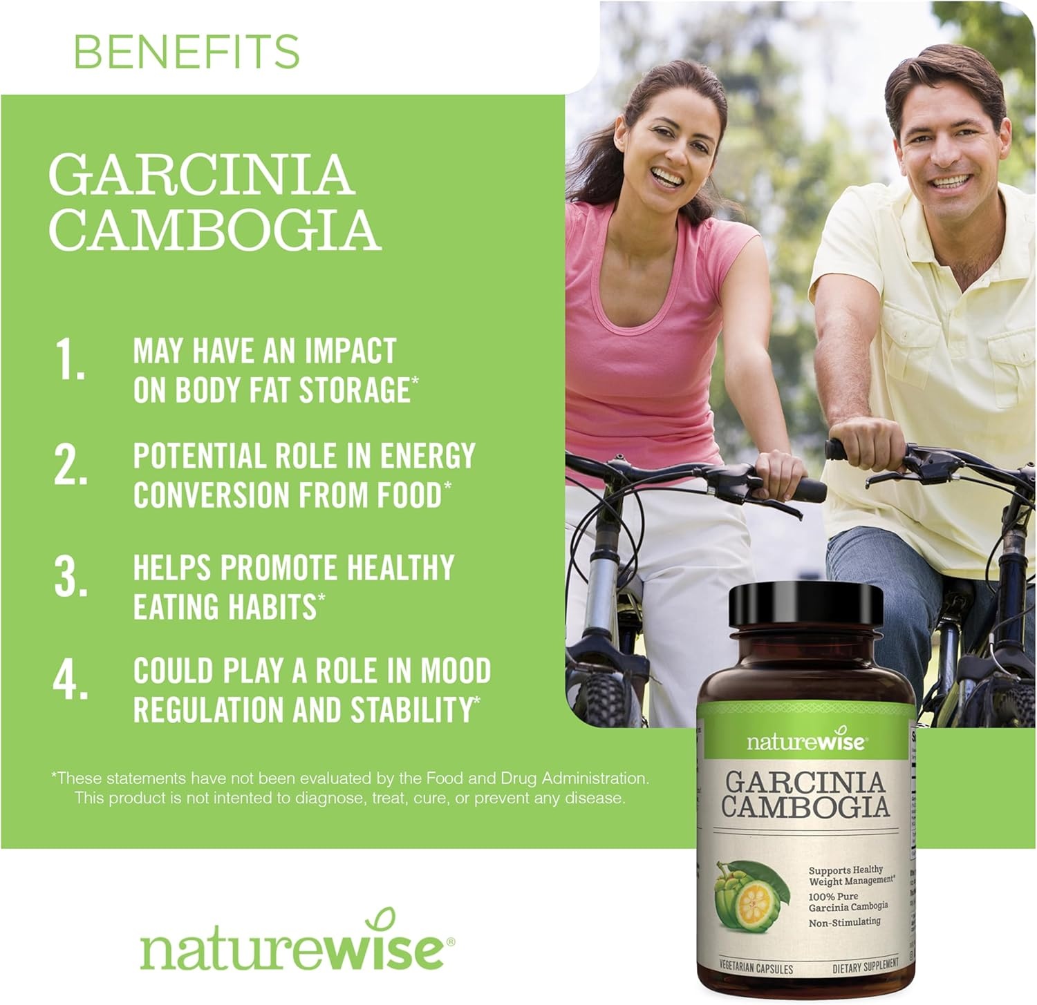 image:imageNaturewise Garcinia Cambogia 60 HCA Concentration Extract Natural Support for Weight Goals and Energy Levels Vegan NonGMO Gluten Free 90 Capsules13 Month Supply180 Count Pack of 2