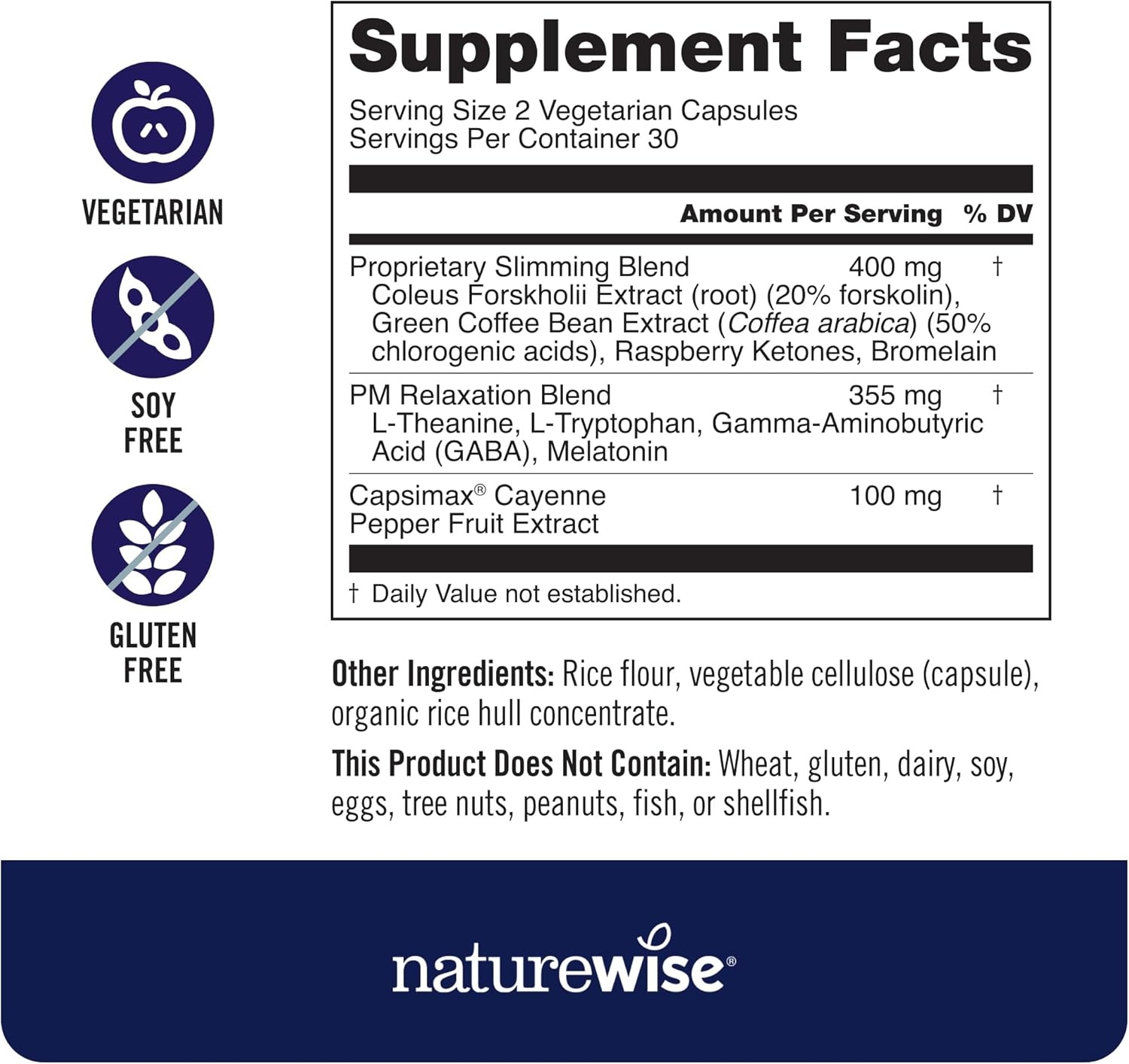 image:imageNaturewise Nighttime Fitness Support Supplement amp Natural Sleep Aid with Cayenne Extract Green Coffee Bean GABA LTheanine Vegetarian NonGMO 60 Capsules1Month Supply