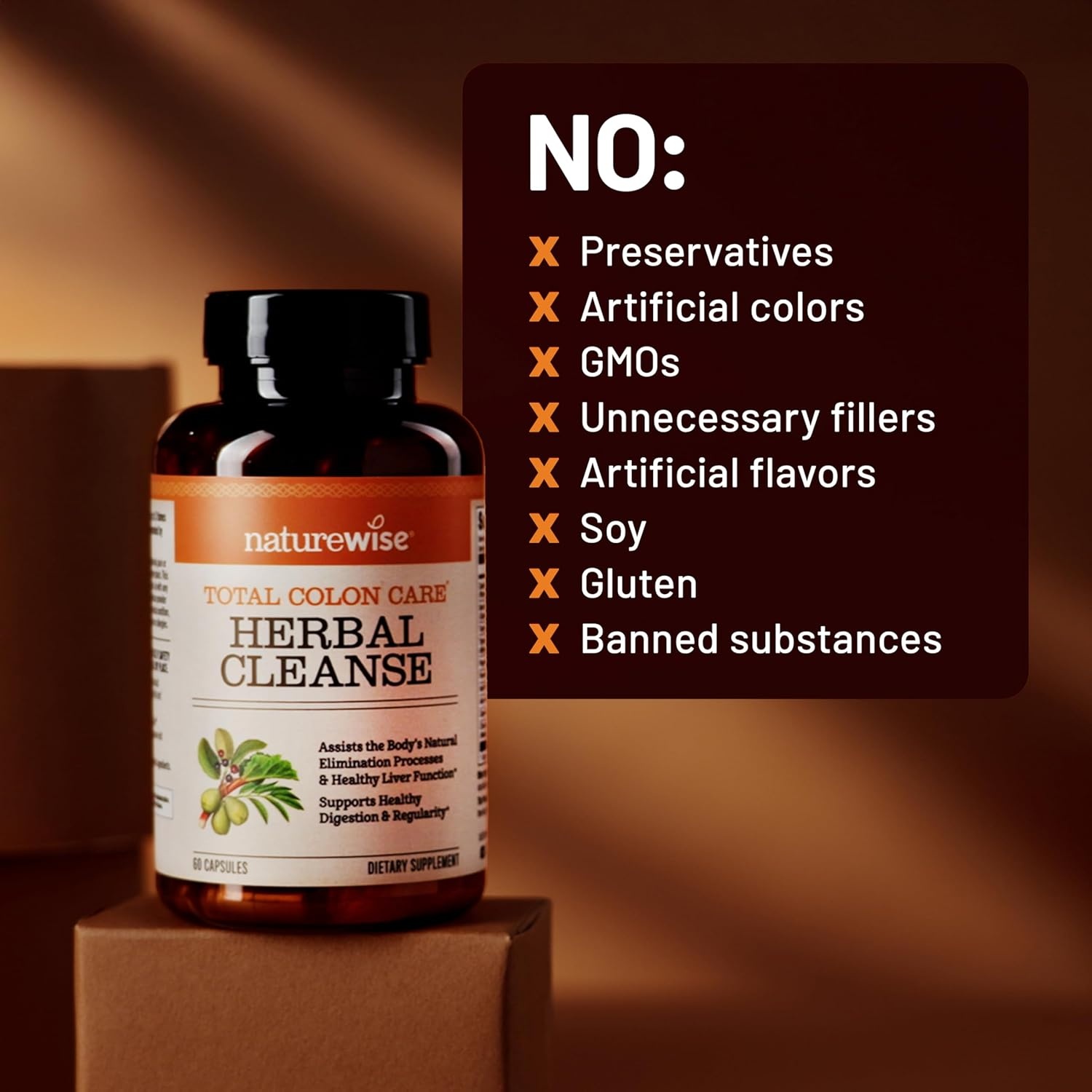 image:imageNaturewise Total Colon Care Herbal Cleanse With Prebiotics Botanicals amp Antioxidants for Regular Bowel Movement Digestion Gut Health Vegan GlutenFree NonGMO 60 Capsules2Month Supply