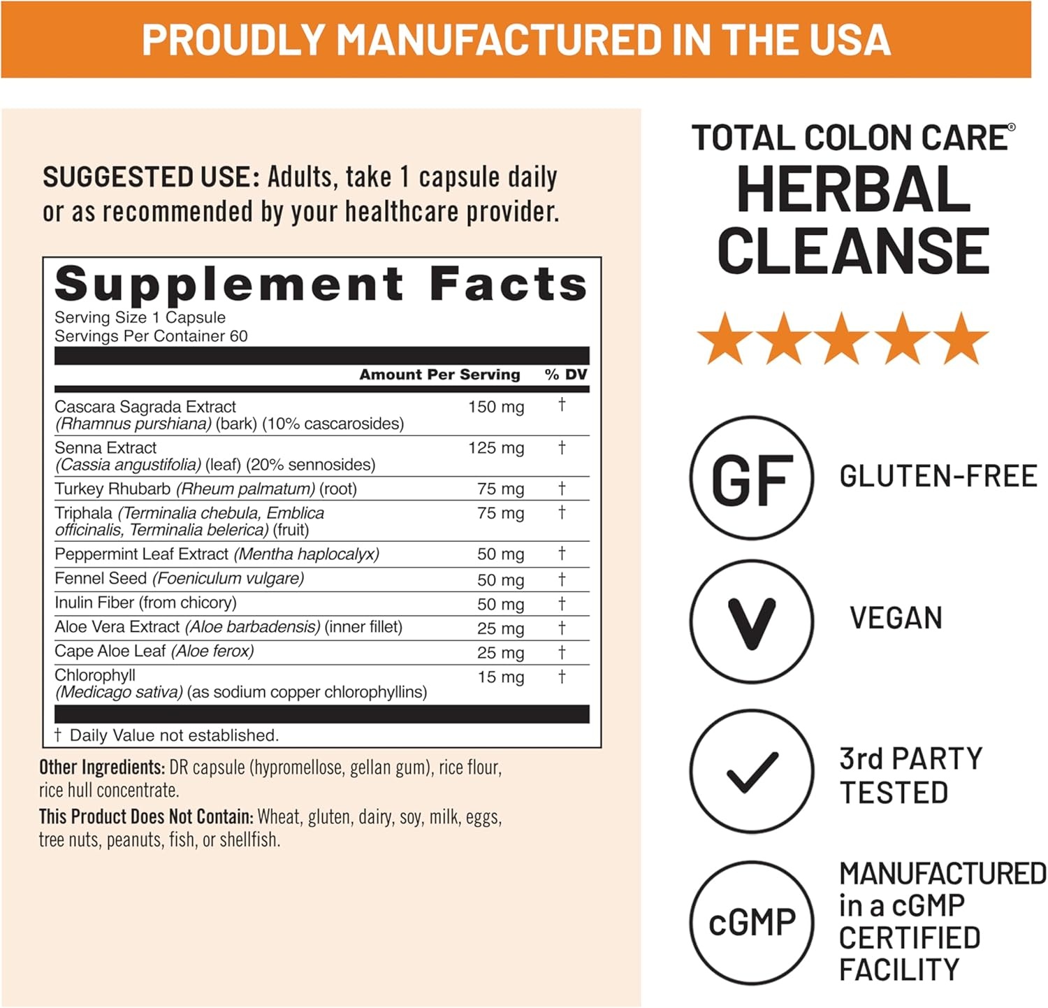image:imageNaturewise Total Colon Care Herbal Cleanse With Prebiotics Botanicals amp Antioxidants for Regular Bowel Movement Digestion Gut Health Vegan GlutenFree NonGMO 60 Capsules2Month Supply