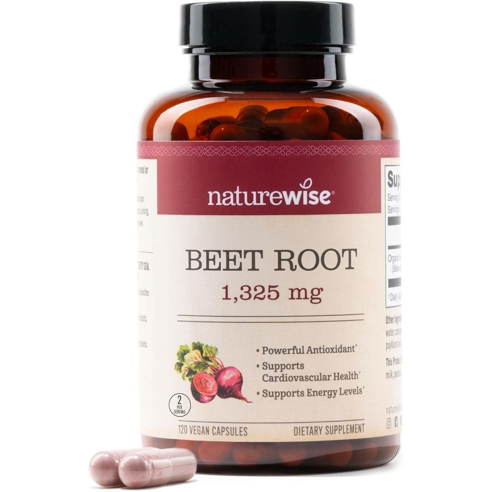image:imageNatureWise Beet Root Capsules 1325mg with Organic Beetroot Nitric Oxide Booster for Circulation and Heart Health Support Vegan GlutenFree NonGMO 120 Capsules60 Day Supply120 Count Pack of 1