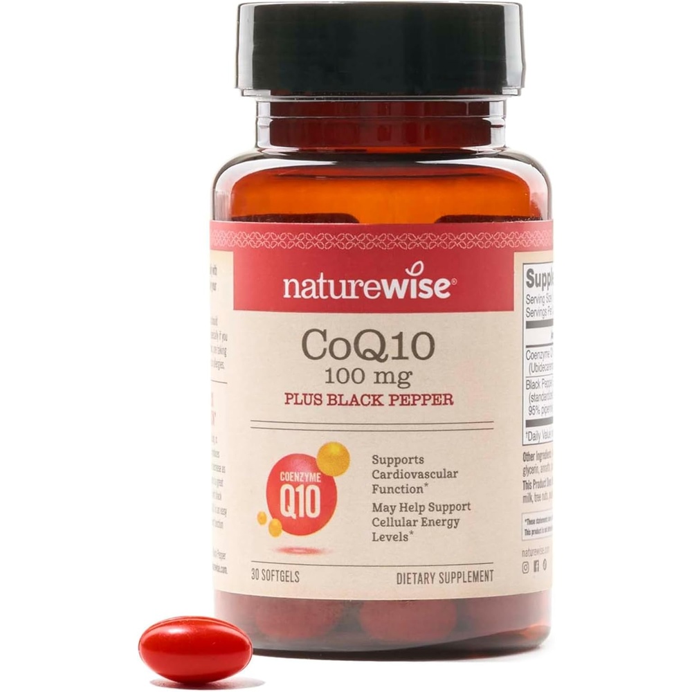 image:imageNatureWise CoQ10 100mg Black Pepper Softgels High Absorption Coenzyme Q10 Black Pepper Antioxidant for Heart Health Cellular Energy Vegan NonGMO GlutenFree 30 Count30Day Supply30 Count Pack of 1