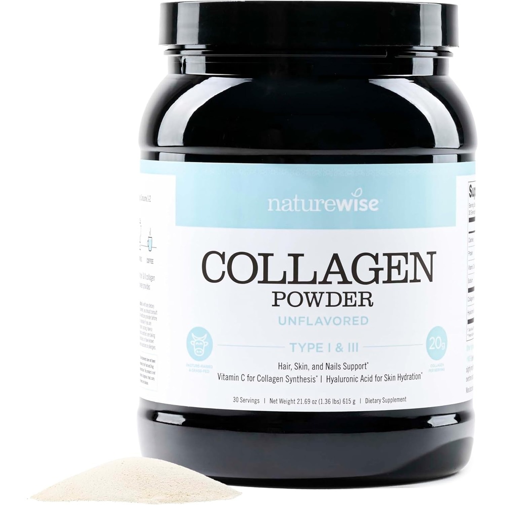 image:imageNatureWise Collagen Peptides Powder with Hyaluronic Acid and Vitamin C Unflavored Collagen Peptides for Women amp Men Type I amp III for Hair Skin amp Nails Sugar Gluten amp Dairy Free 30 Servings136 Pound Pack of 1