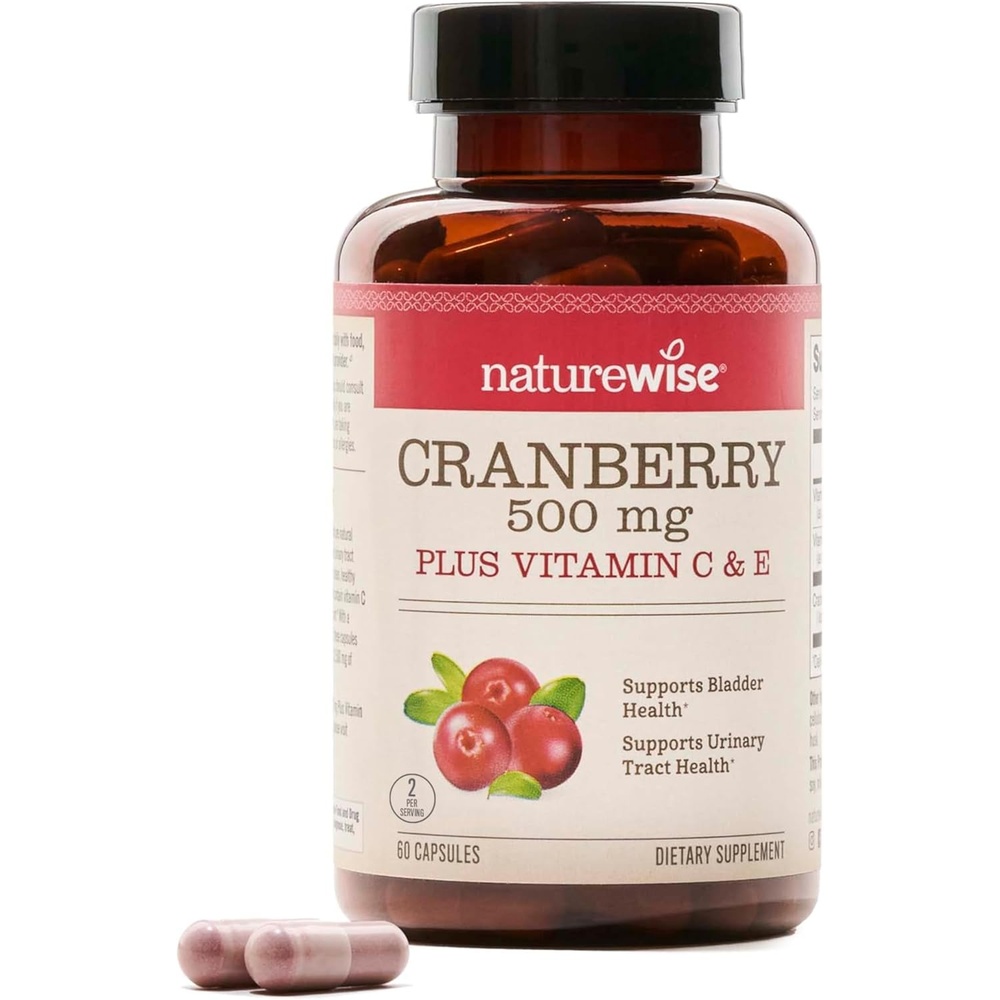 image:imageNatureWise Cranberry Pills for Women 500mg Cranberry Extract 251 Vitamin C amp E Cleansing Urinary Tract amp Bladder Vegan NonGMO SugarFree 60 Capsules1Month Supply60 Count Pack of 1