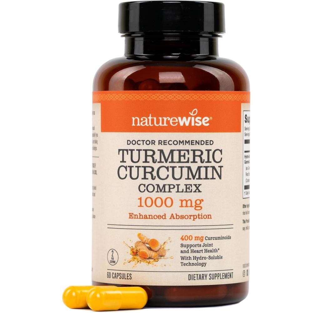 image:imageNatureWise Extra Strength Turmeric Curcumin 1000mg with HydroSoluble Technology for Ultra Absorption 400mg Curcuminoids for Immune Support Vegan NonGMO 60 Capsules30Day Supply