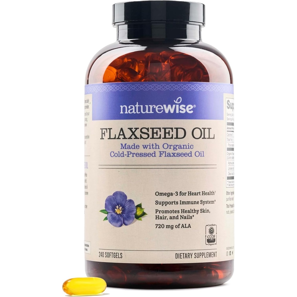 image:imageNatureWise Flaxseed Oil 1200 mg Fish Free Omega 3 6 9 with 720mg ALA Dietary Supplement for Heart Health Support Organic Cold Pressed 120 Softgels4Month Supply240 Count Pack of 1