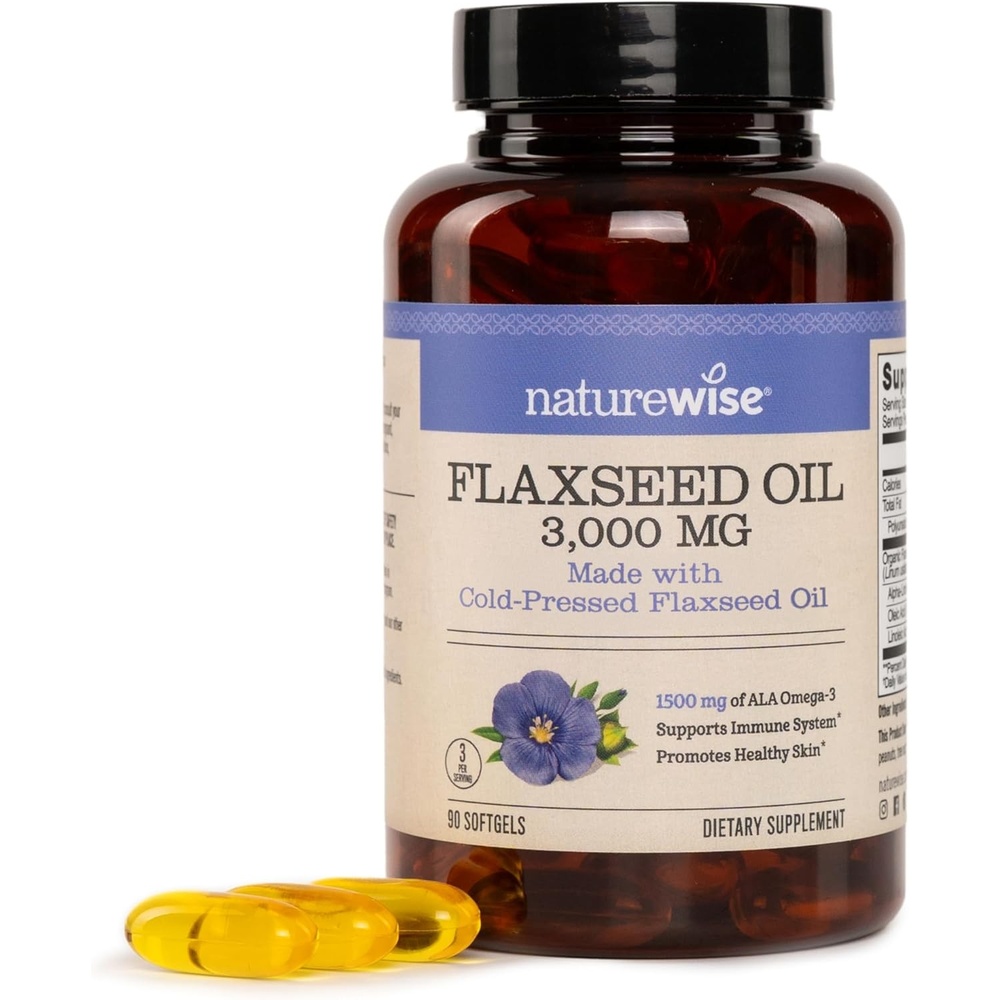 image:imageNatureWise Flaxseed Oil 3000 mg Fish Free Omega 3 with 1500 mg ALA Plant Based Omega 3 6 9 Supplement Organic Cold Pressed NonGMO 90 Softgels30Day Supply90 Count Pack of 1