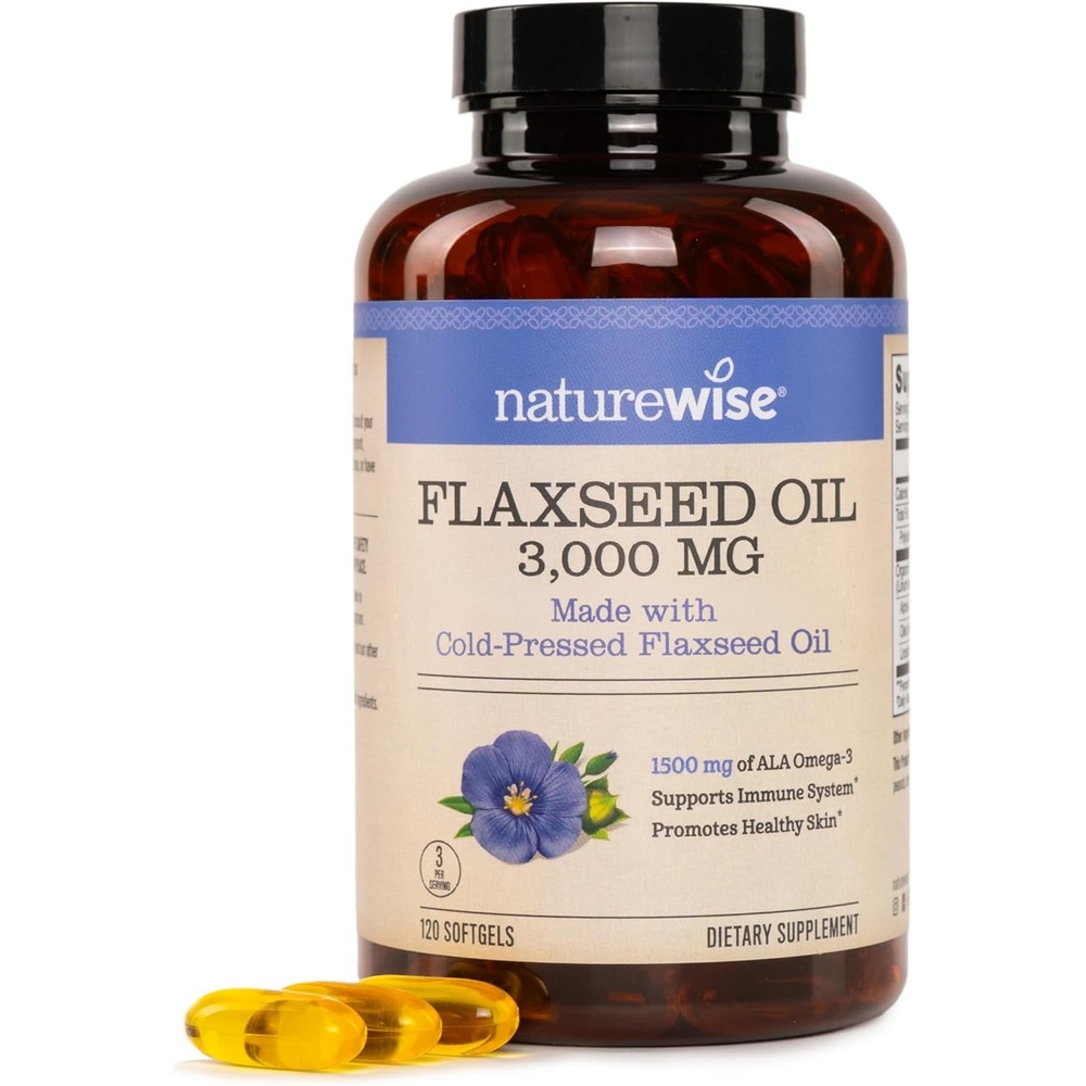 image:imageNatureWise Flaxseed Oil 3000 mg Fish Free Omega 3 with 1500 mg ALA Plant Based Omega 3 6 9 Supplement Organic Cold Pressed NonGMO 90 Softgels30Day Supply120 Count Pack of 1