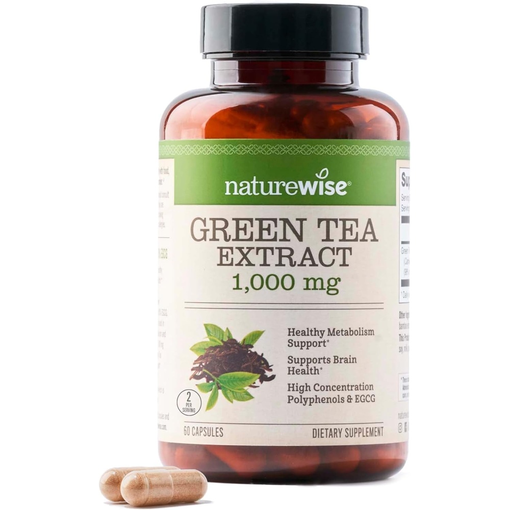 image:imageNatureWise Green Tea Extract Capsules 1000 mg 50 EGCG amp 98 Polyphenols Extra Strength Green Tea Pills Antioxidants for Heart Health amp Energy Vegan NonGMO 60 Count30Day Supply60 Count Pack of 1