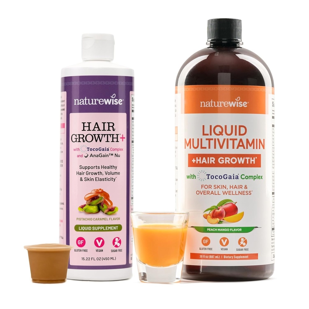 image:imageNatureWise Grow Back Bundle Hair Growth Plus amp Liquid Multivitamin Hair Growth Sugar Free Hair Growth Supplements NonGMO No Artificial Colors or Flavors For Men amp Women USA Manufactured