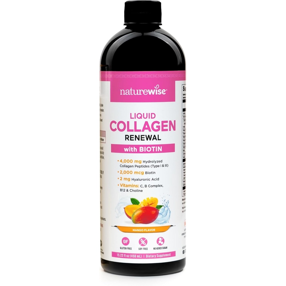 image:imageNatureWise Hydrolyzed Liquid Collagen for Women amp Men 4000mg Multi Collagen Peptides Biotin Vitamin C Vitamin B Complex amp Hyaluronic Acid Mixed Berry 1522 fl oz45 Day SupplyMango