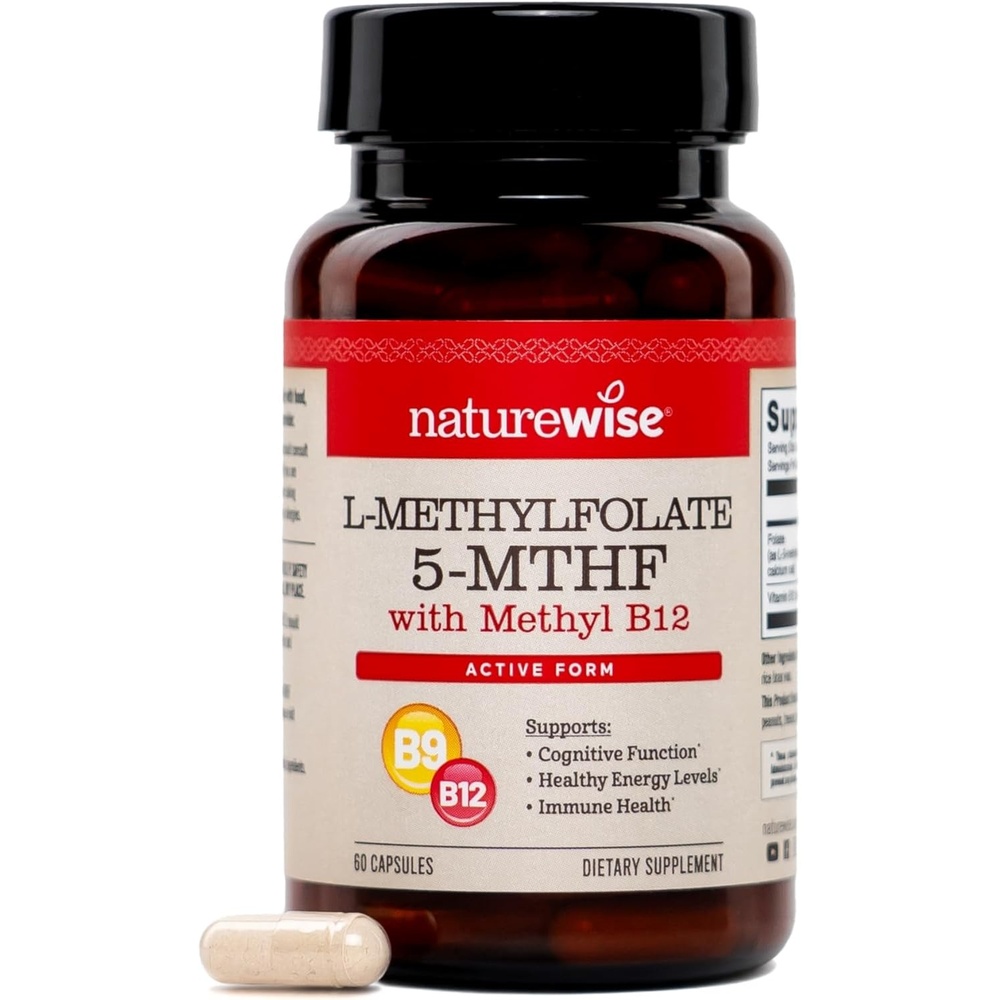 image:imageNatureWise L Methylfolate 15mg B12 LMethylfolate 15mg B12 Methylcobalamin 1000 mcg Active 5MTHF Form Supports Mood amp Energy Vegan NonGMO USA Manufactured 60 Capsules 60Day Supply