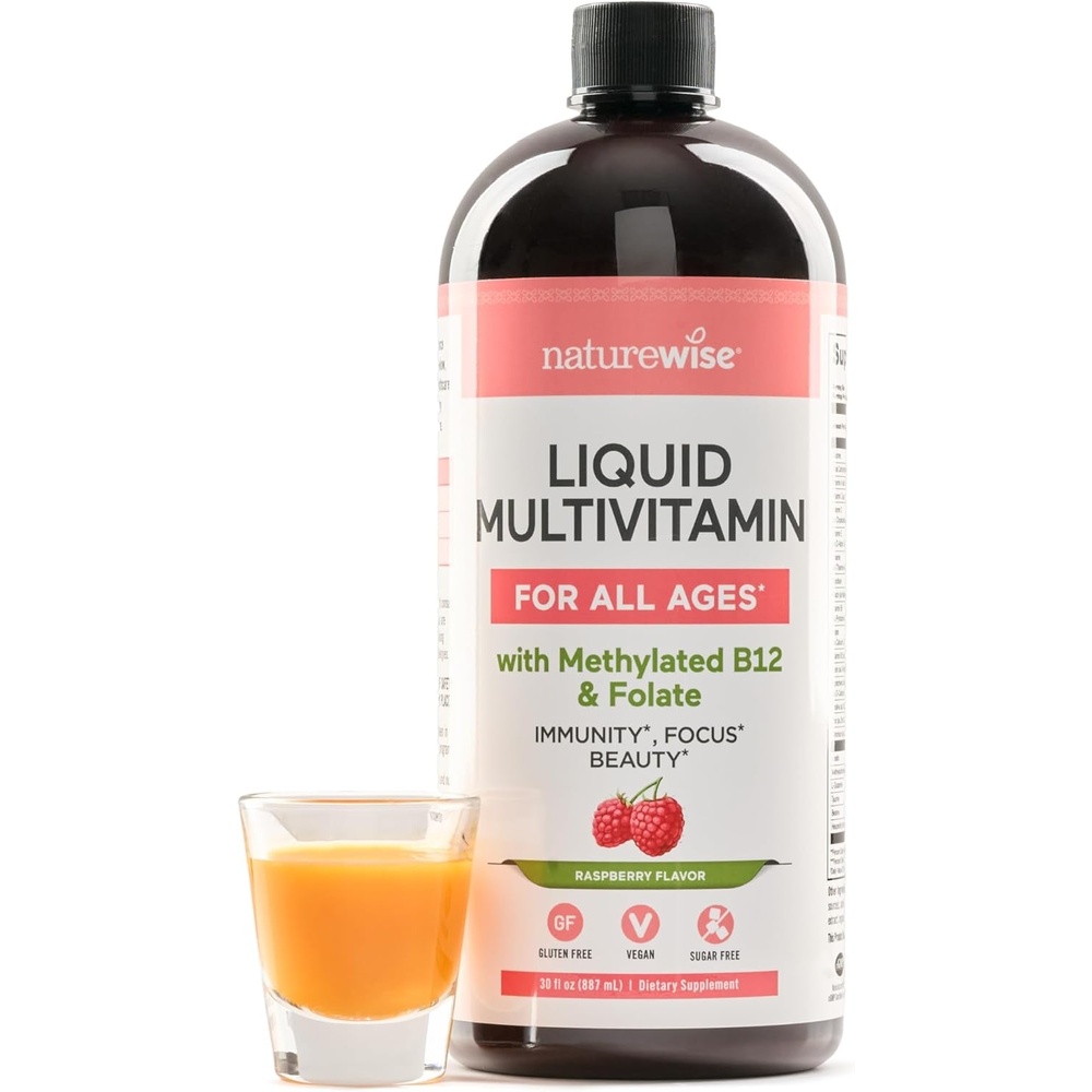 image:imageNatureWise Liquid Multivitamin for Women Men of All Ages Sugar Free Vegan Vitamins for Energy Levels Beauty Immune Health with Methylated B12 amp Folate NonGMO 30 fl oz887 mL