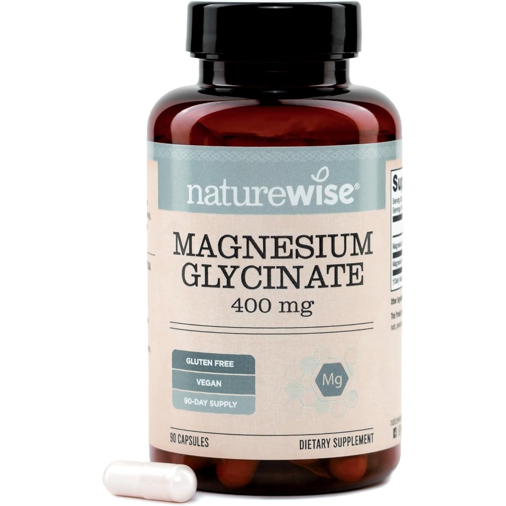 image:imageNatureWise Magnesium Glycinate 400 mg High Absorption Chelated Magnesium Glycinate for Sleep Relaxation Muscle amp Bones Gentle on Stomach Vegan NonGMO 90 Capsules90Day SupplyUnflavored